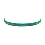 Miyuki Sparkle Teal with Gold Middle Stripe Bracelet (LANB12697)