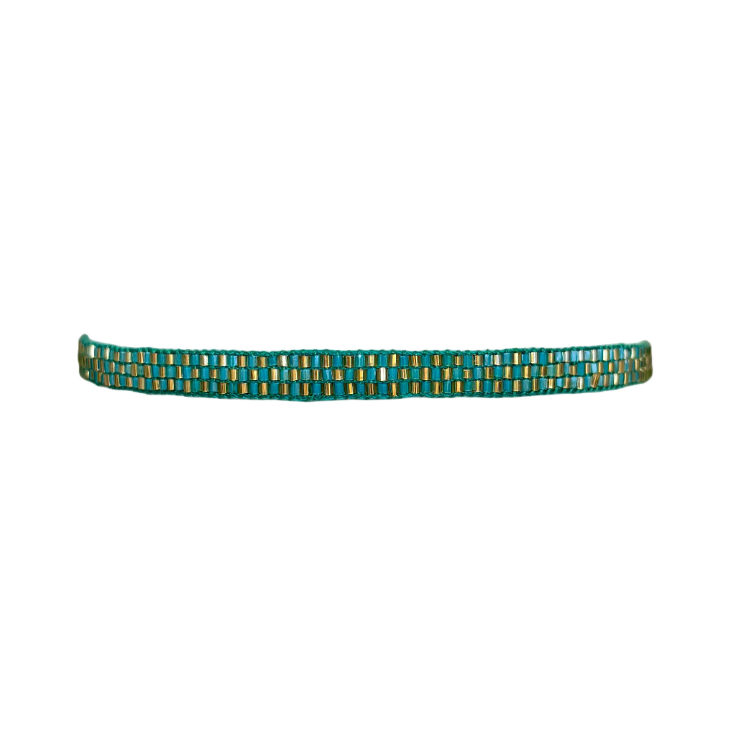 Miyuki Sparkle Teal with Gold Dots Bracelet (LANB12698)