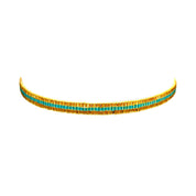 Miyuki Sparkle Gold with Teal Middle Stripe Bracelet (LANB12699)
