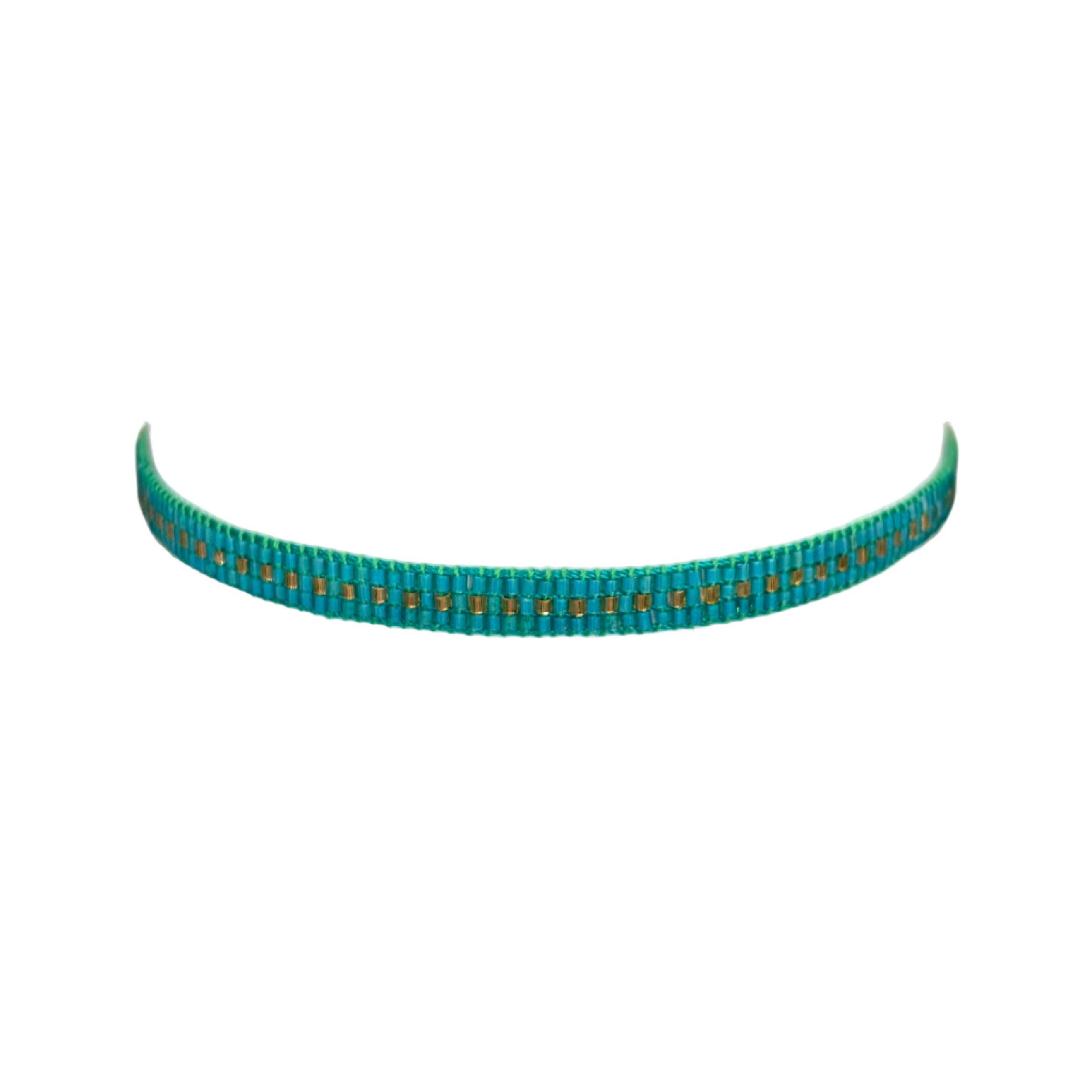 Teal with Gold Dotted Line