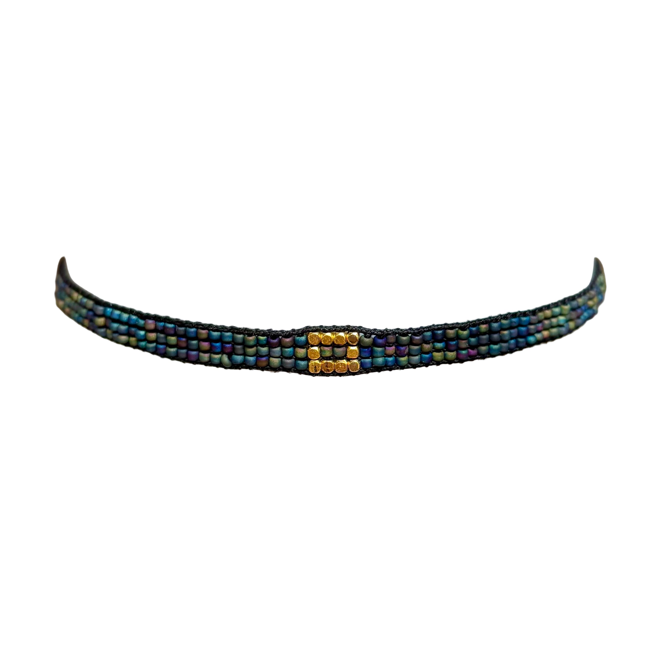 Rainbow Green with Gold-Plated Block Bracelet (LANB12703)