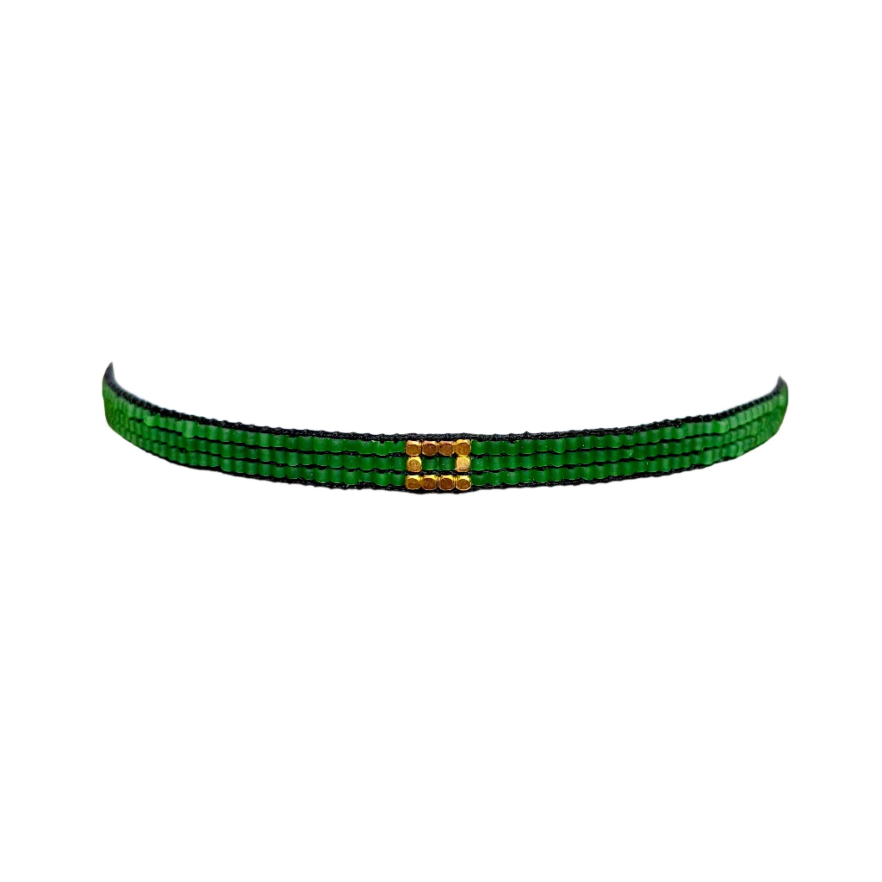 Emerald Green with Gold-Plated Block Bracelet