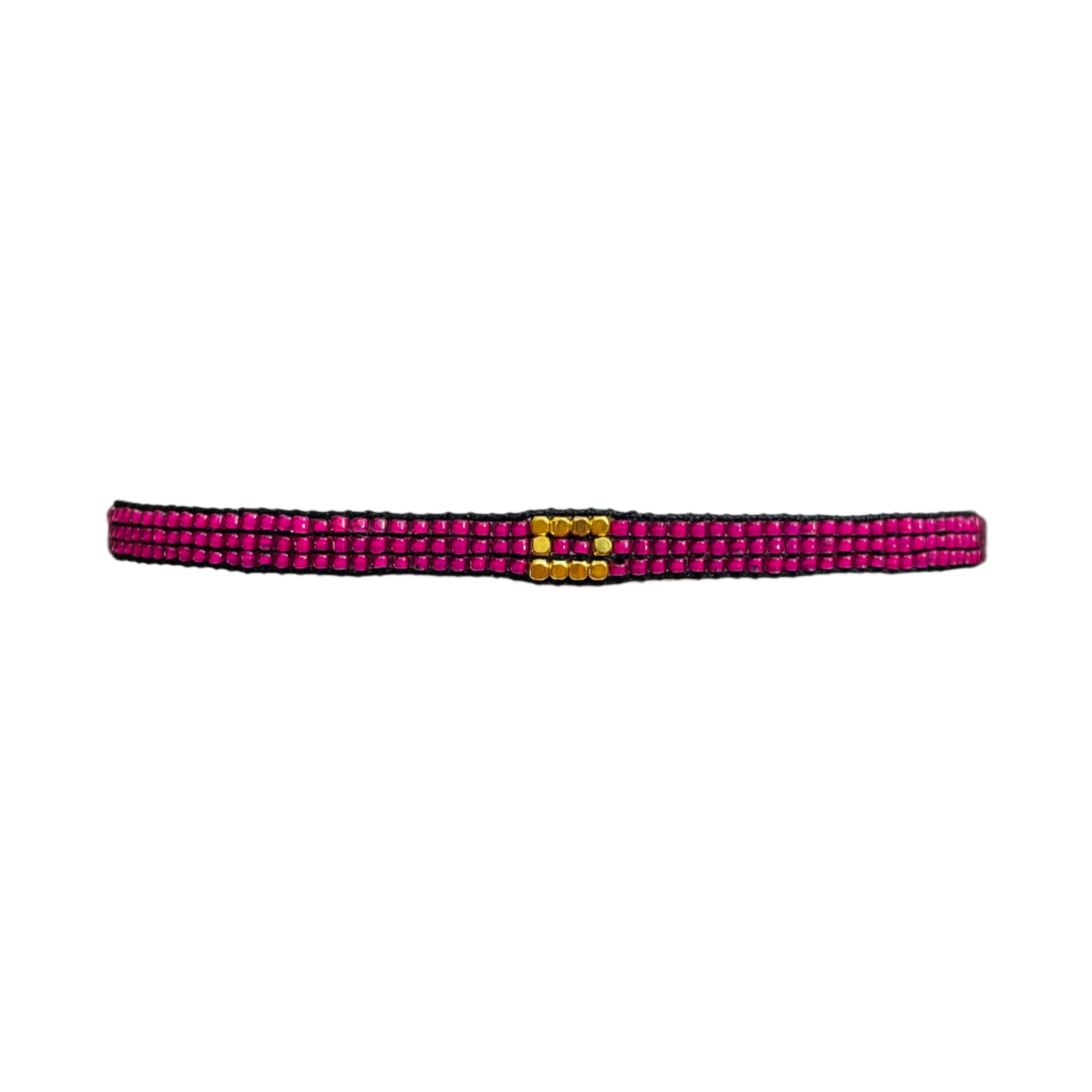 Cerise Pink with Gold-Plated Block Bracelet (LANB12734)