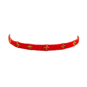 Red with Gold-Plated Crosses Bracelet (LANB12750)
