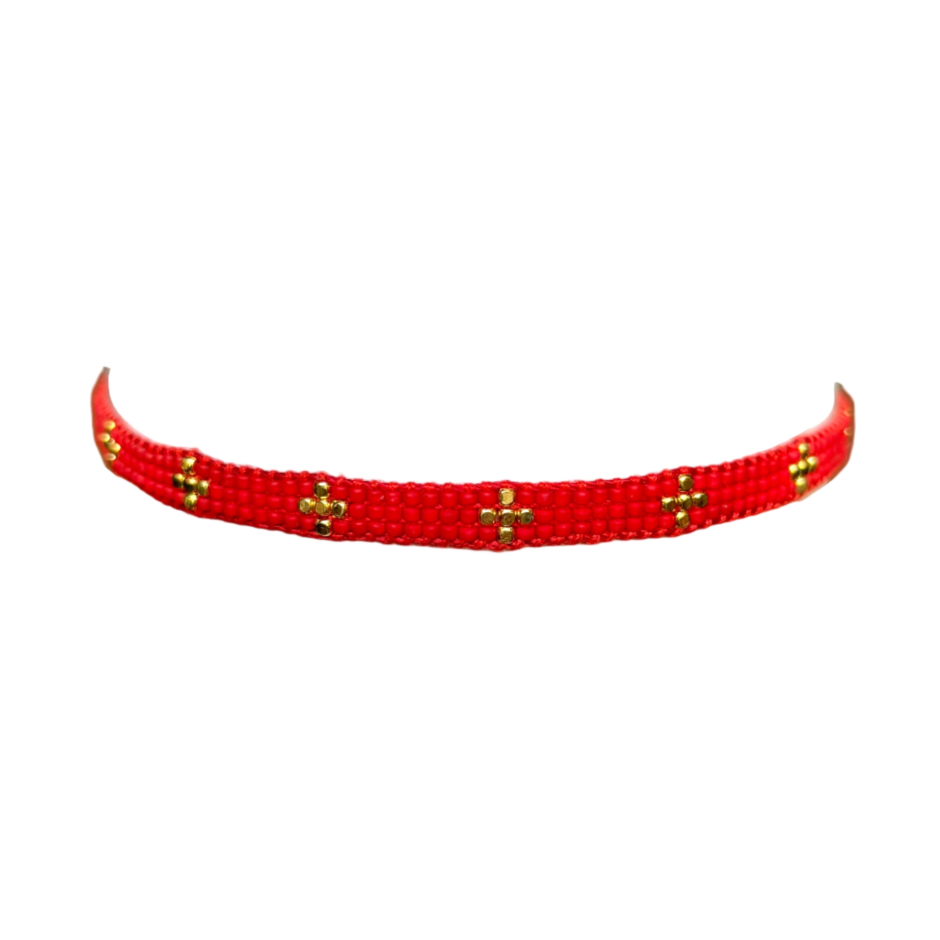 Red with Gold-Plated Crosses Bracelet (LANB12750)