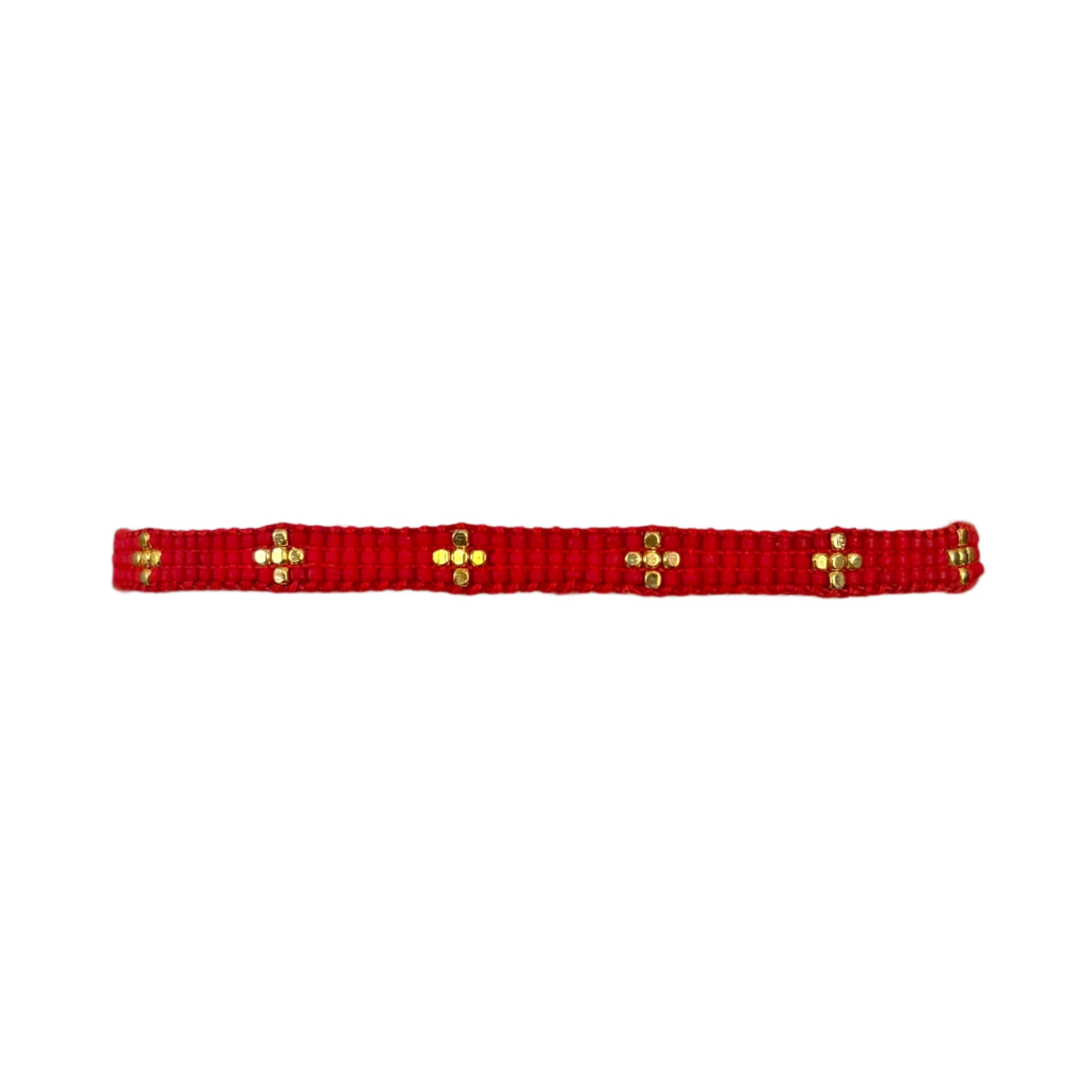 Red with Gold-Plated Crosses Bracelet (LANB12750)