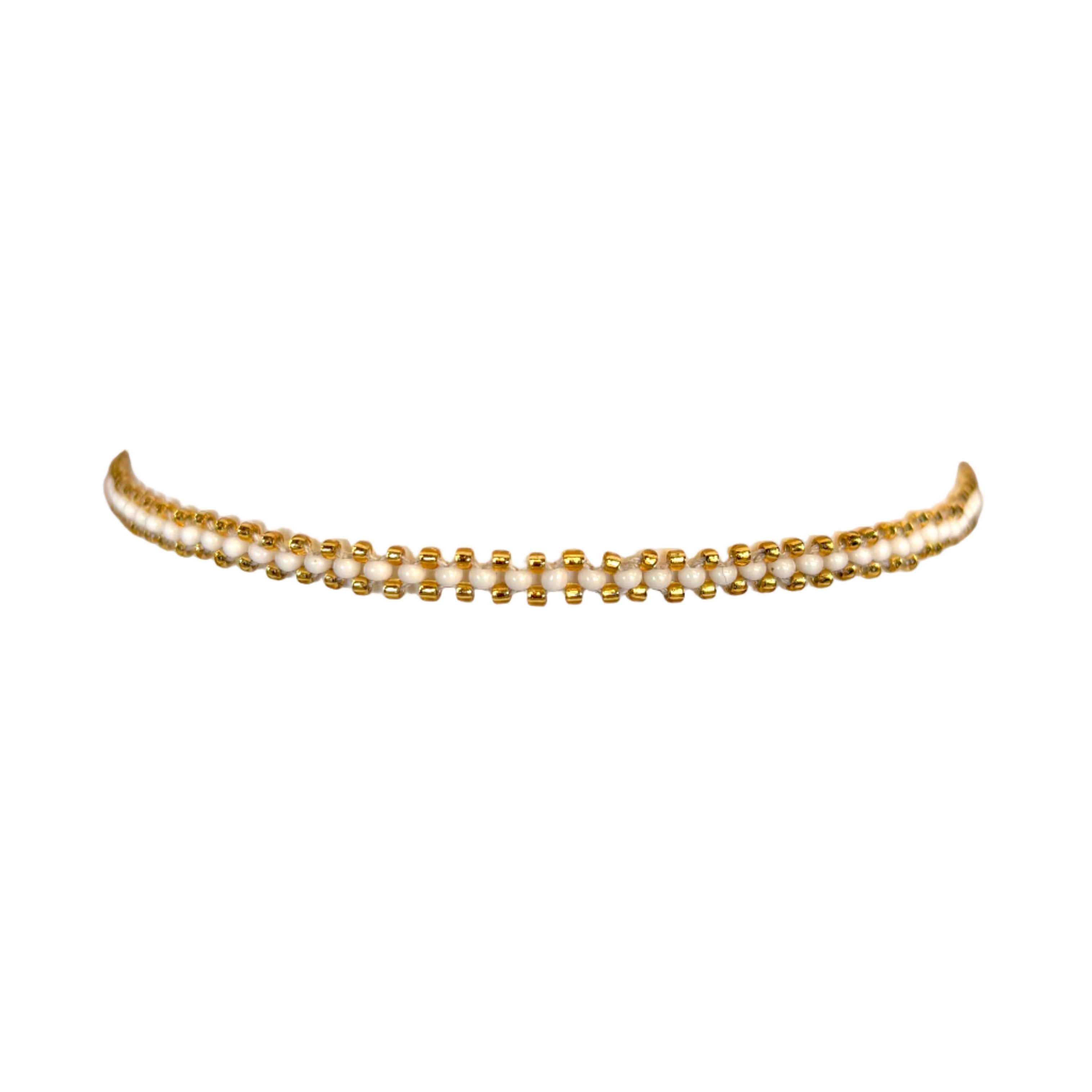 Dainty White and Gold Bracelet (LANB12771)