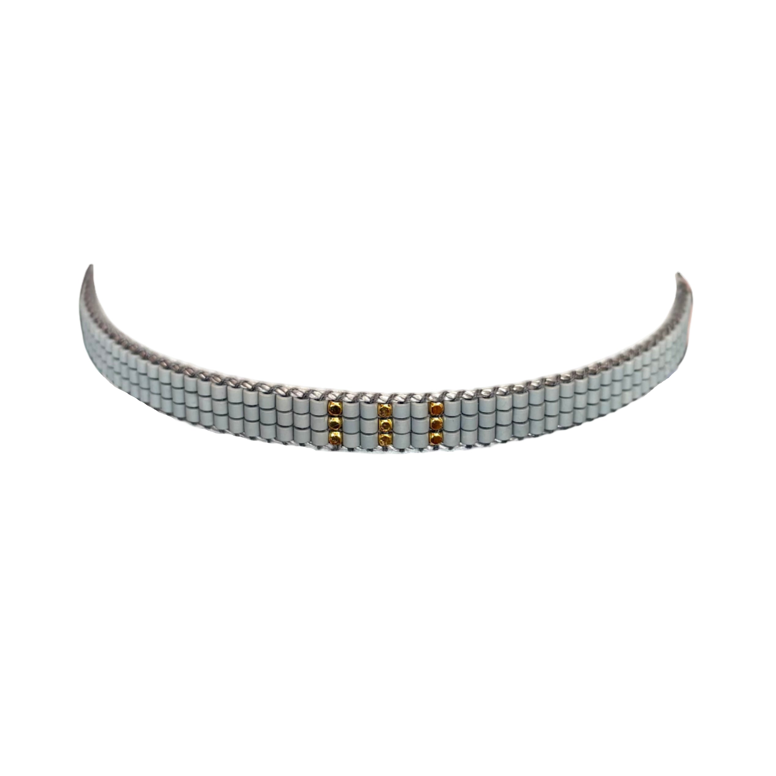 Round Grey with Gold-Plated Three Stripes Bracelet (LANB12798)