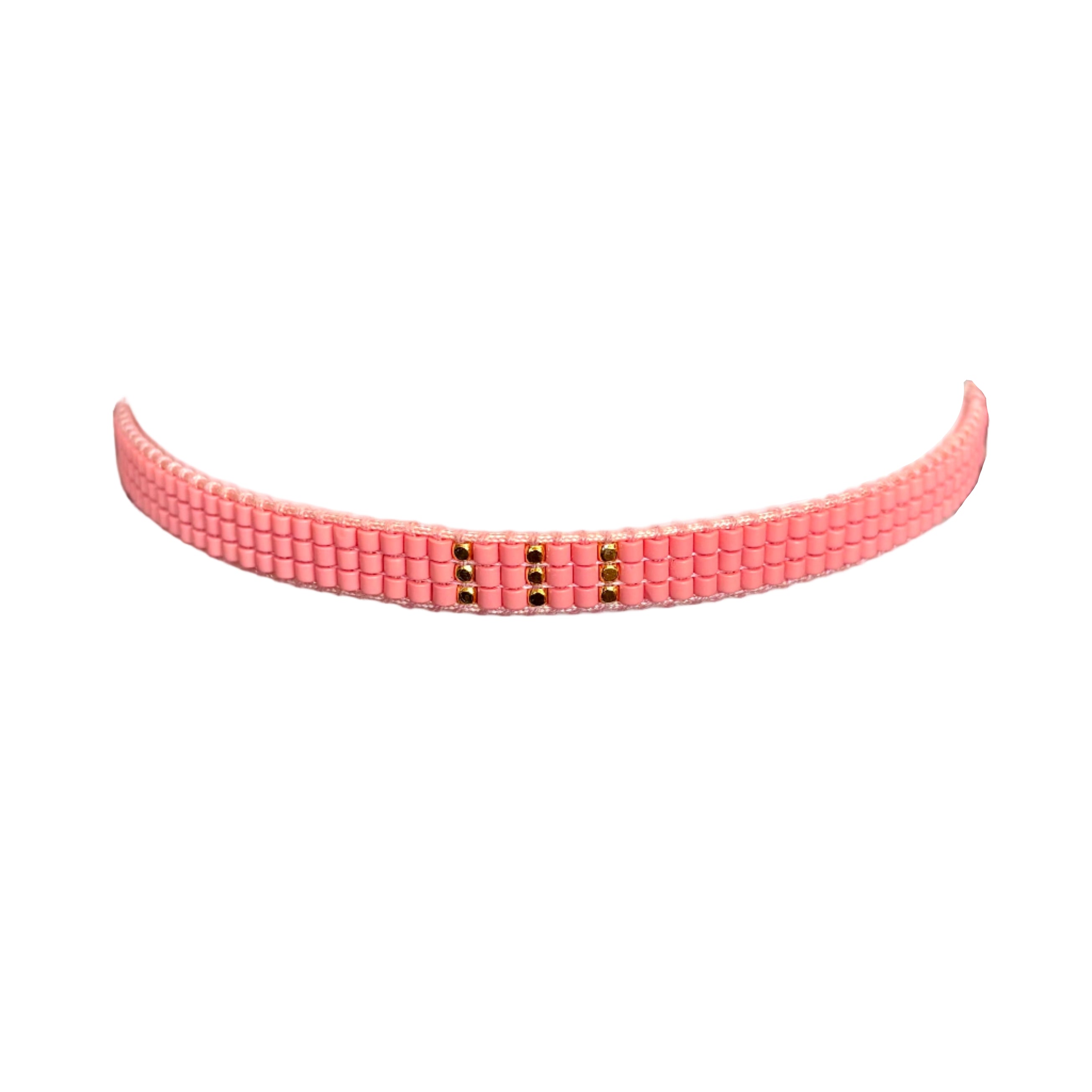 Round Light Pink with Gold-Plated Three Stripes Bracelet (LANB12801)