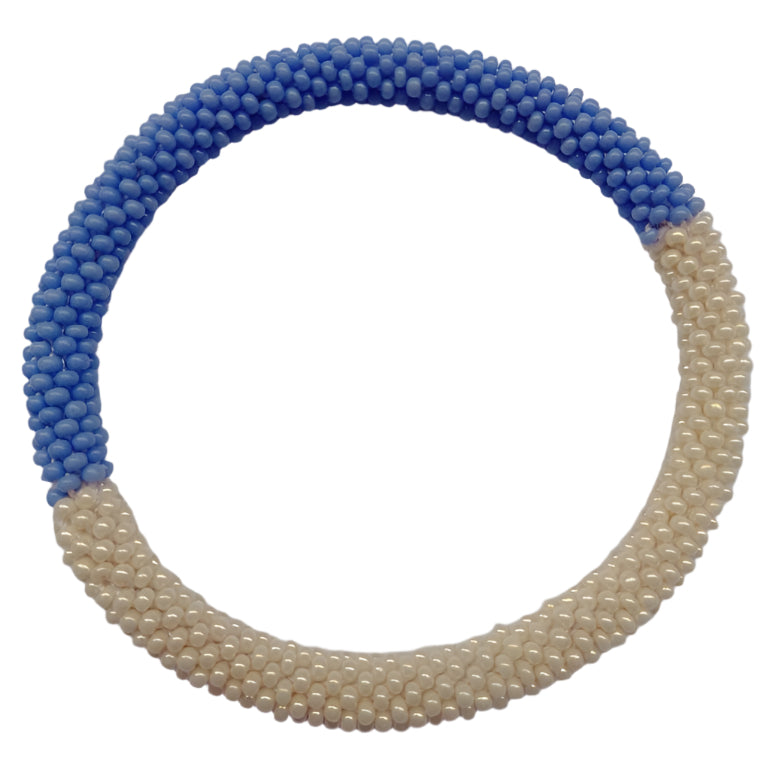 Crocheted Two Tone Blue and White Bracelet