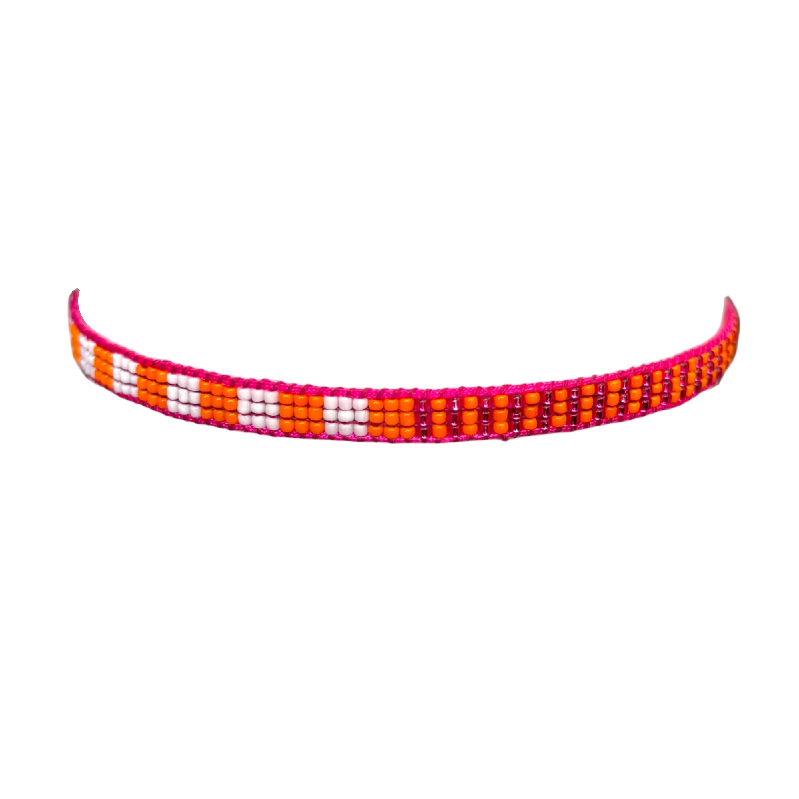 Two Tone Beachy Stripes Bracelet (LANB12848) - Pink Thread