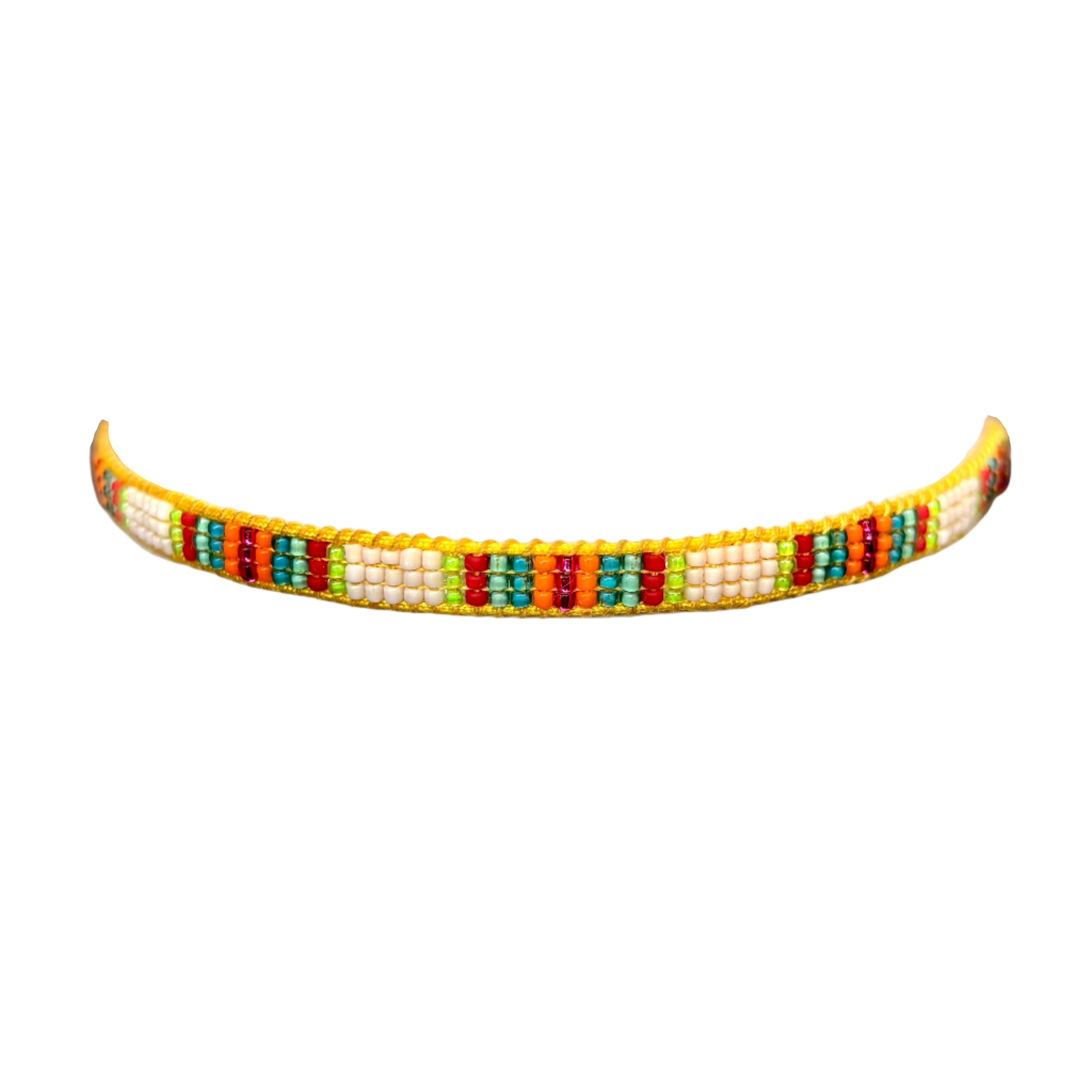 Sunshine Stripes with White Bracelet (LANB12854) - Yellow Thread