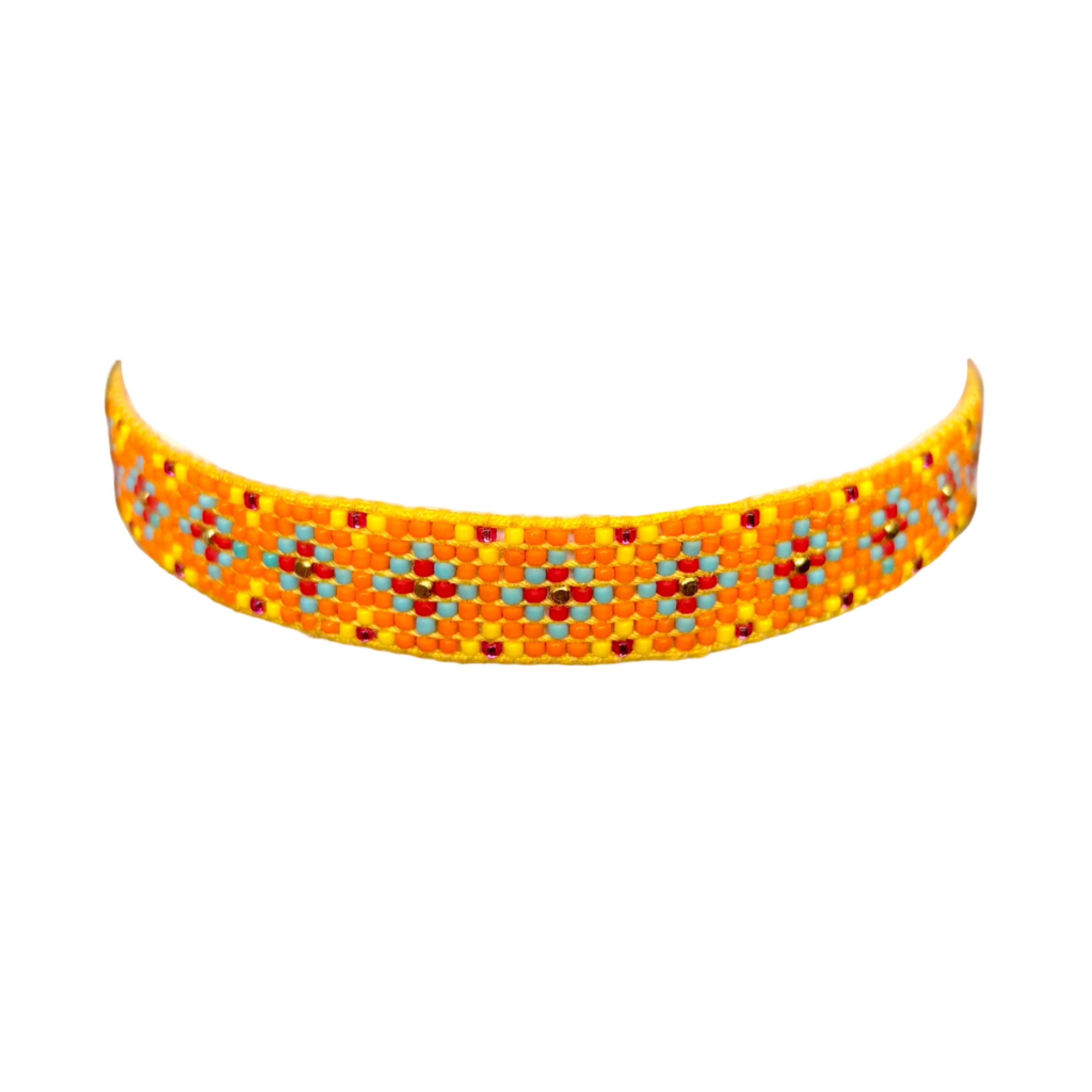 70's Flowers Bracelet (LANB12856) - Yellow Thread