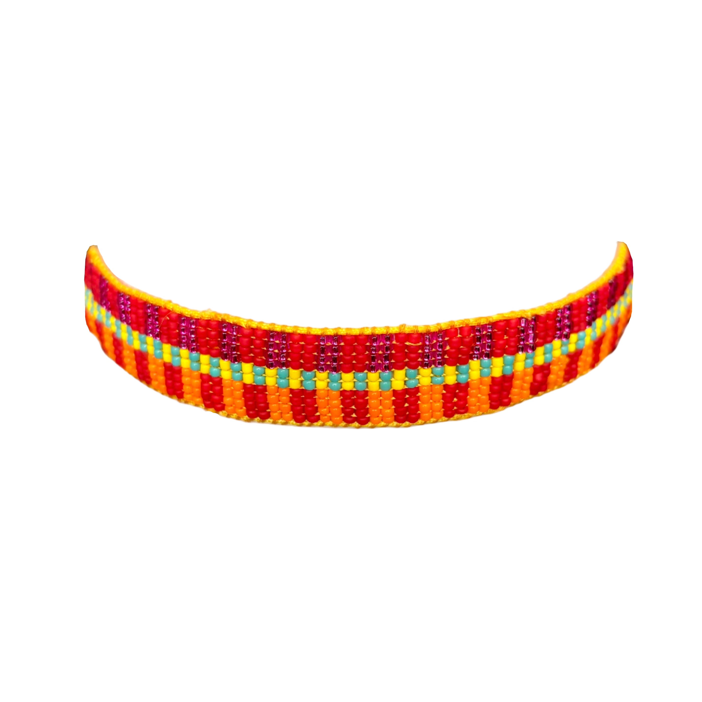 Two Tone Vertical Stripes Bracelet (LANB12857) - Yellow Thread