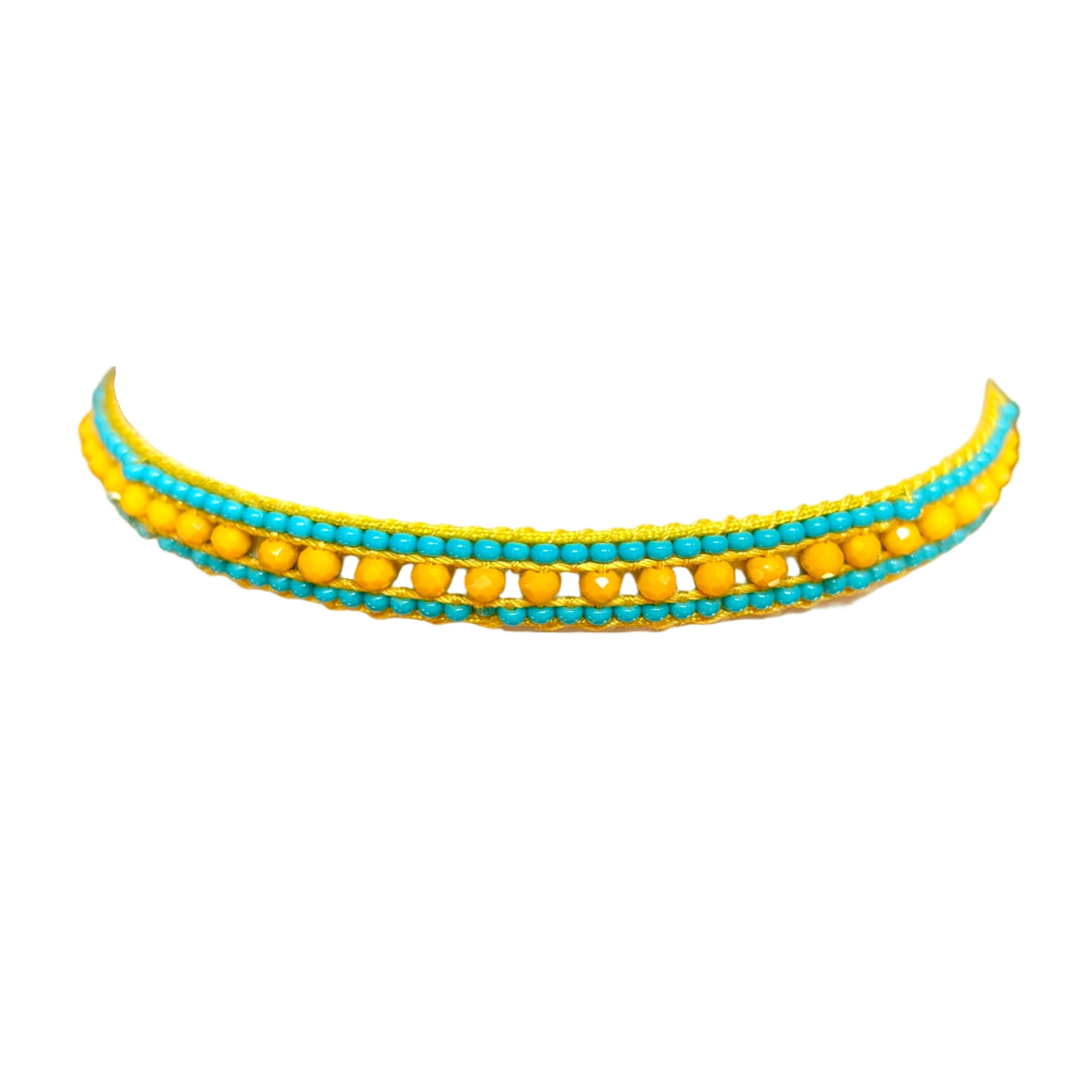 Turquoise and Yellow Crystal Centre Bracelet (LANB12861)