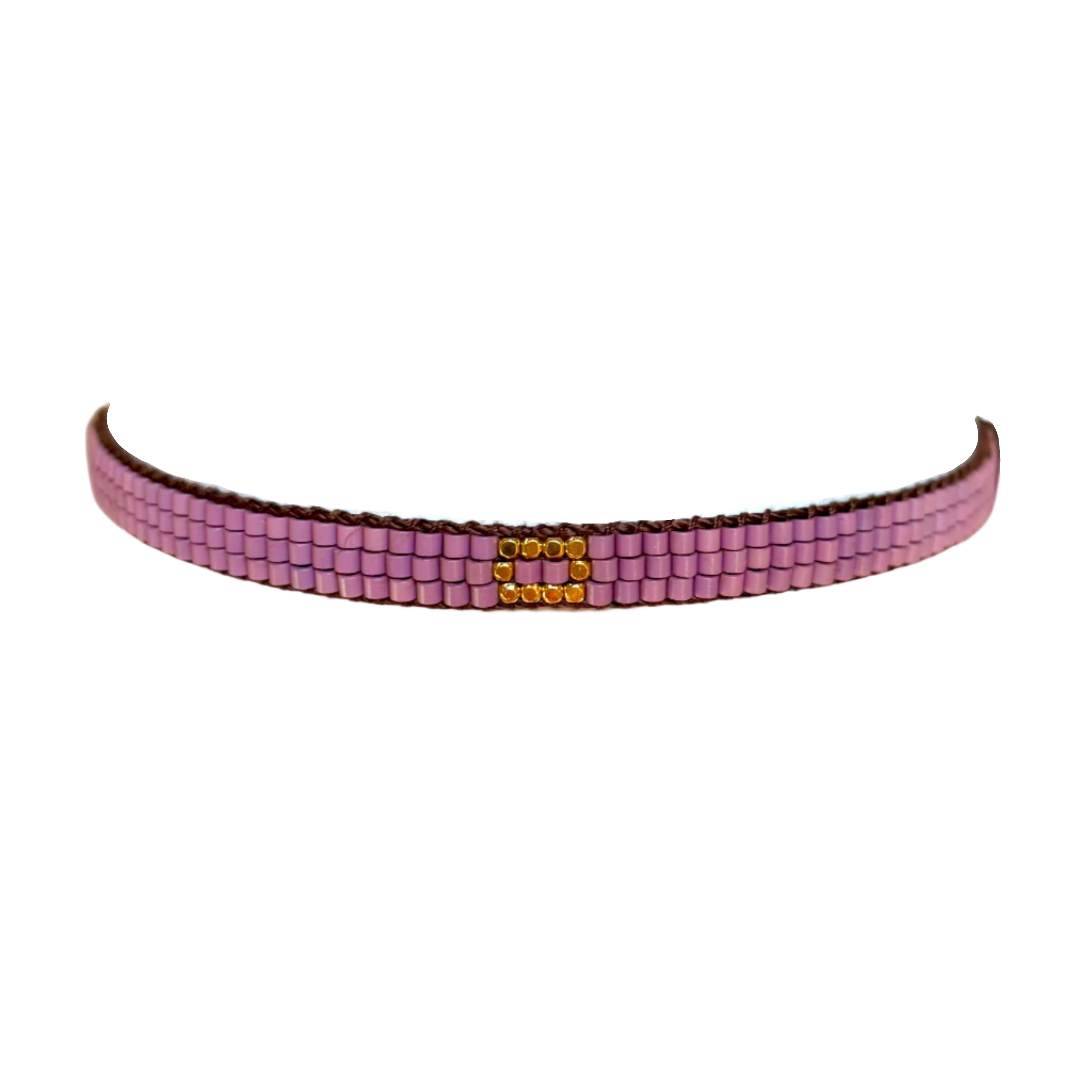 Round Purple with Gold-Plated Block Bracelet (LANB12863)