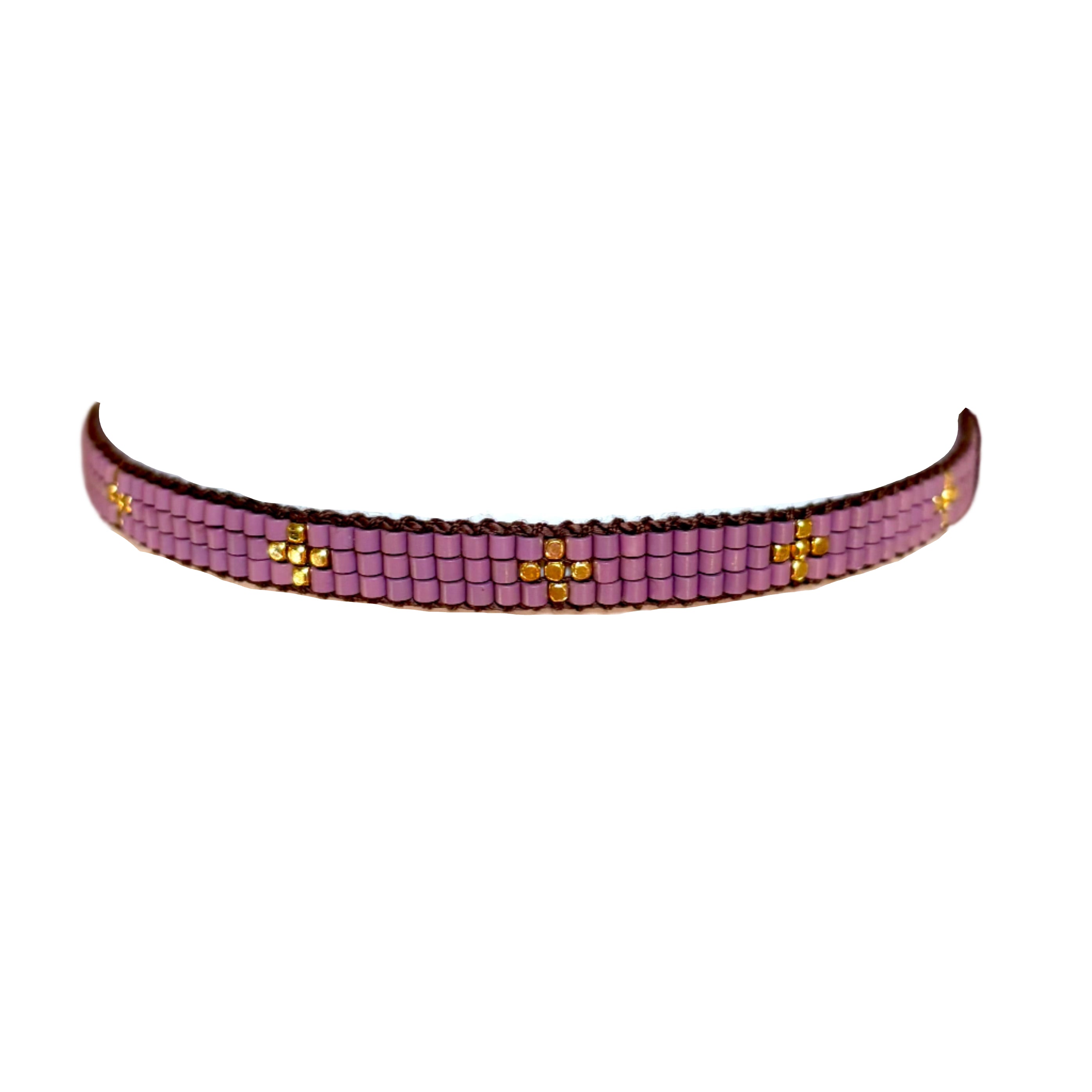 Round Purple with Gold-Plated Crosses Bracelet (LANB12864)