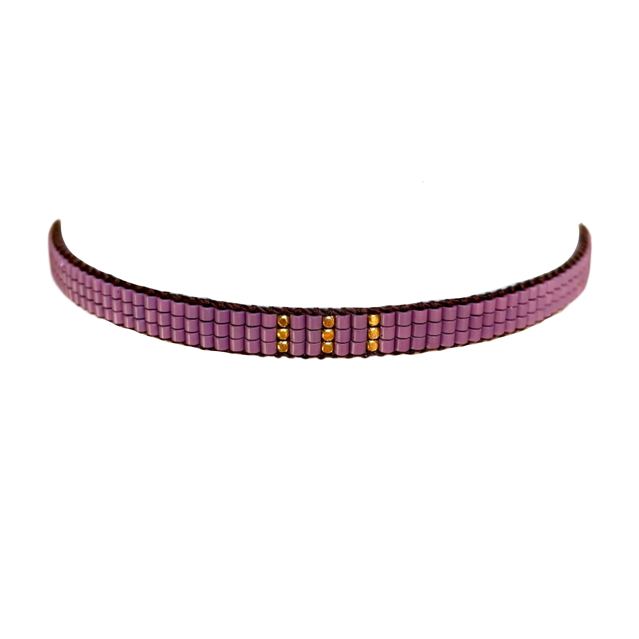 Round Purple with Gold-Plated Three Stripes Bracelet (LANB12865)