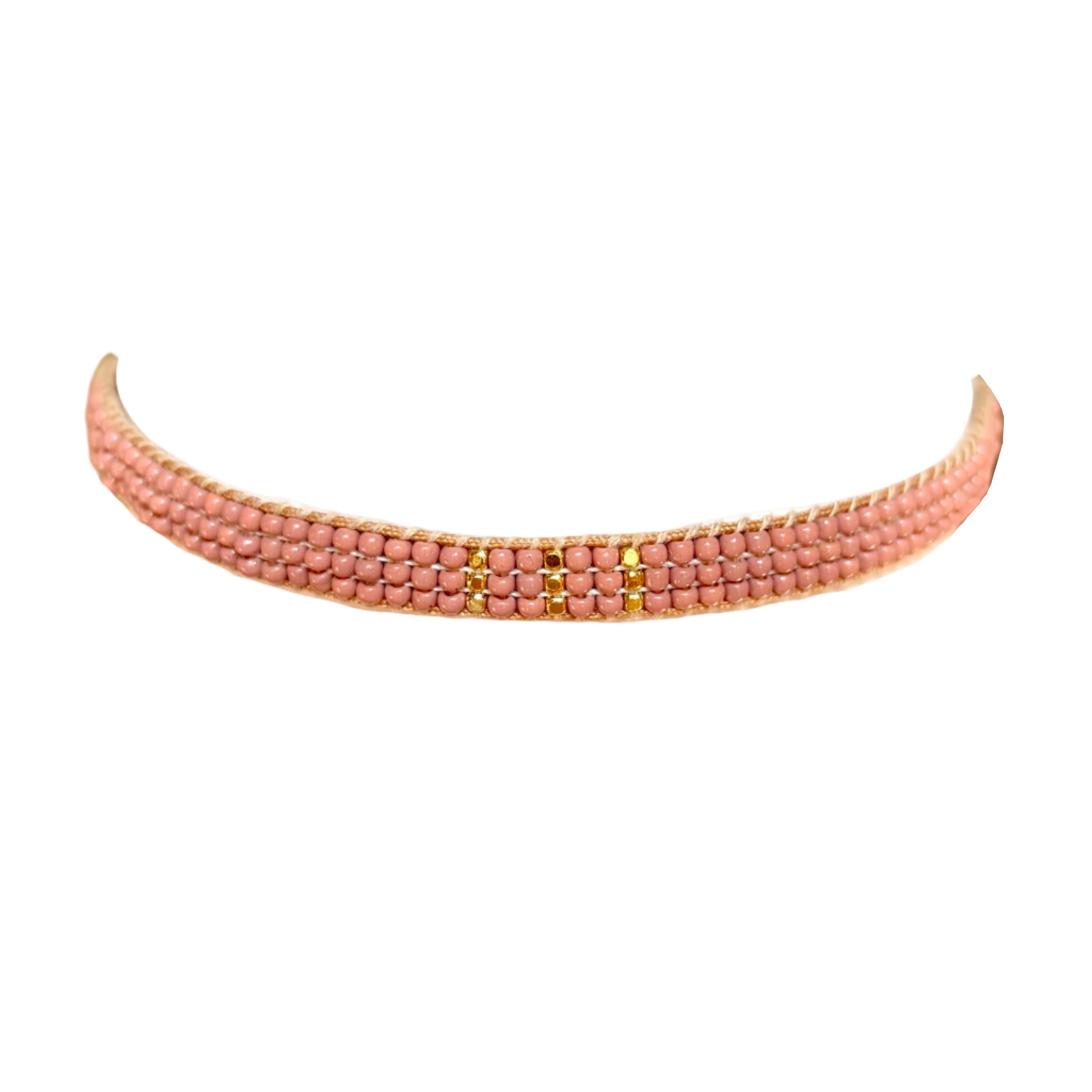 Muted Pink with Gold-Plated Three Stripes Bracelet (LANB12868)