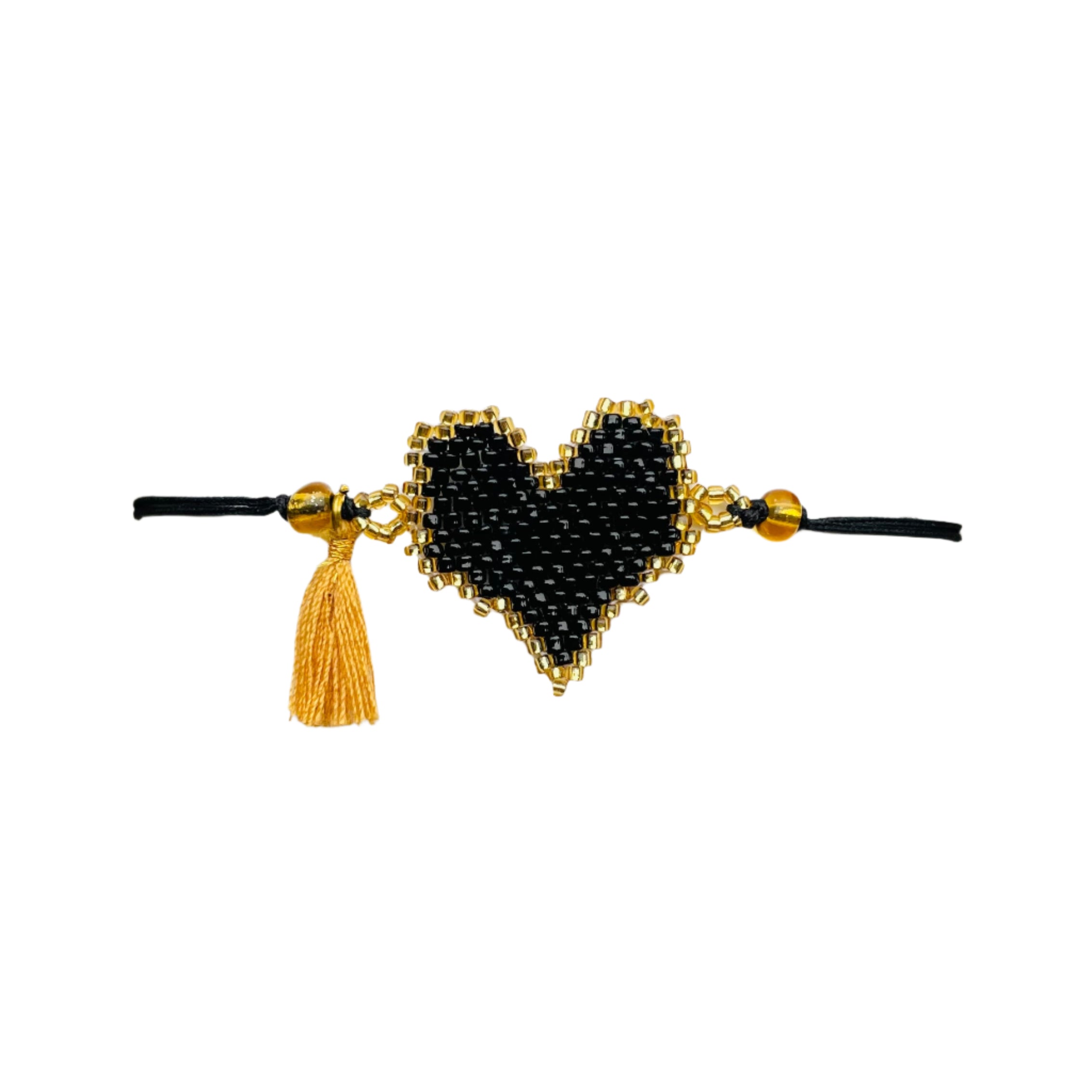Large Black Heart with Gold Trim Bracelet