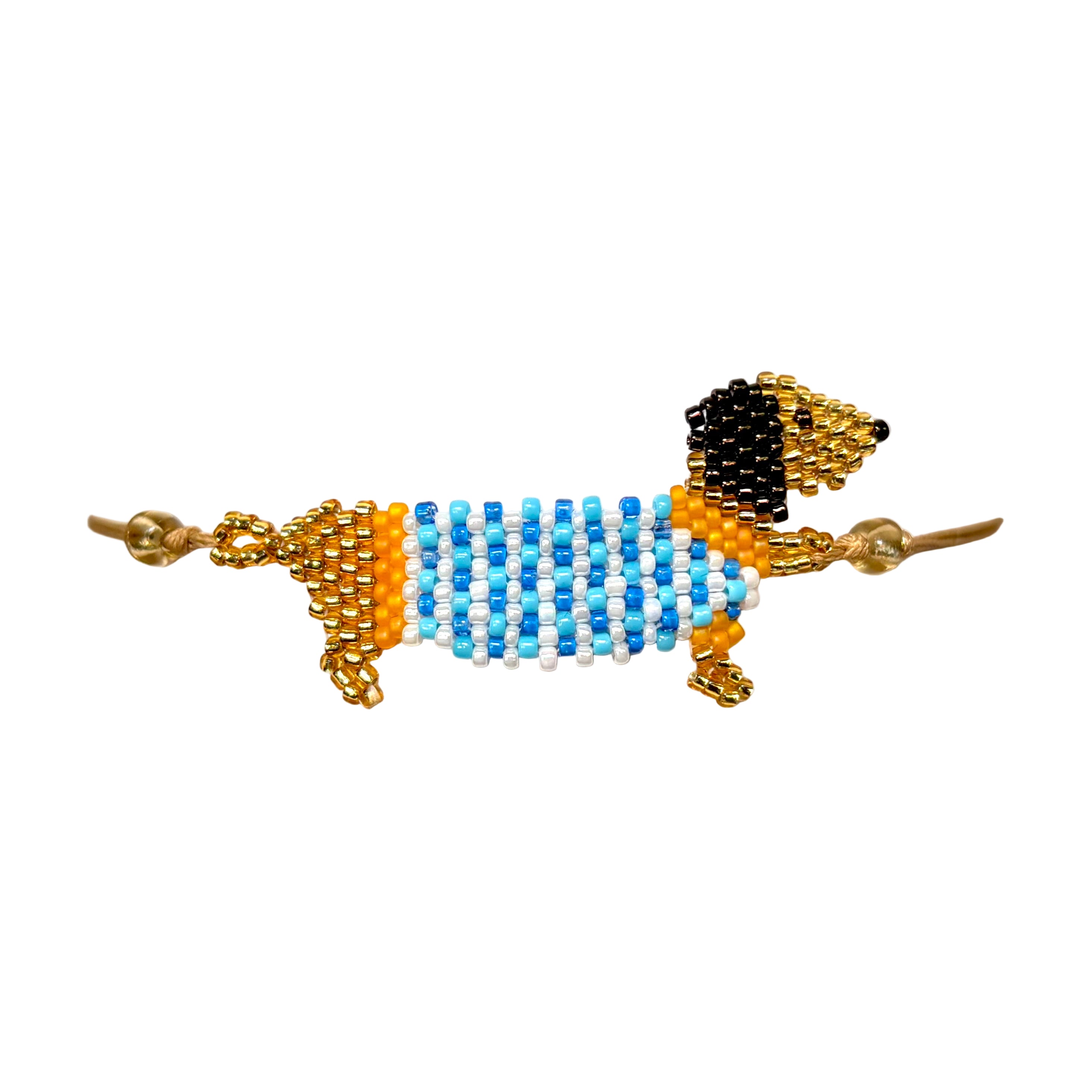 Blue Striped Dachshund Dog Bracelet (LANC11556)