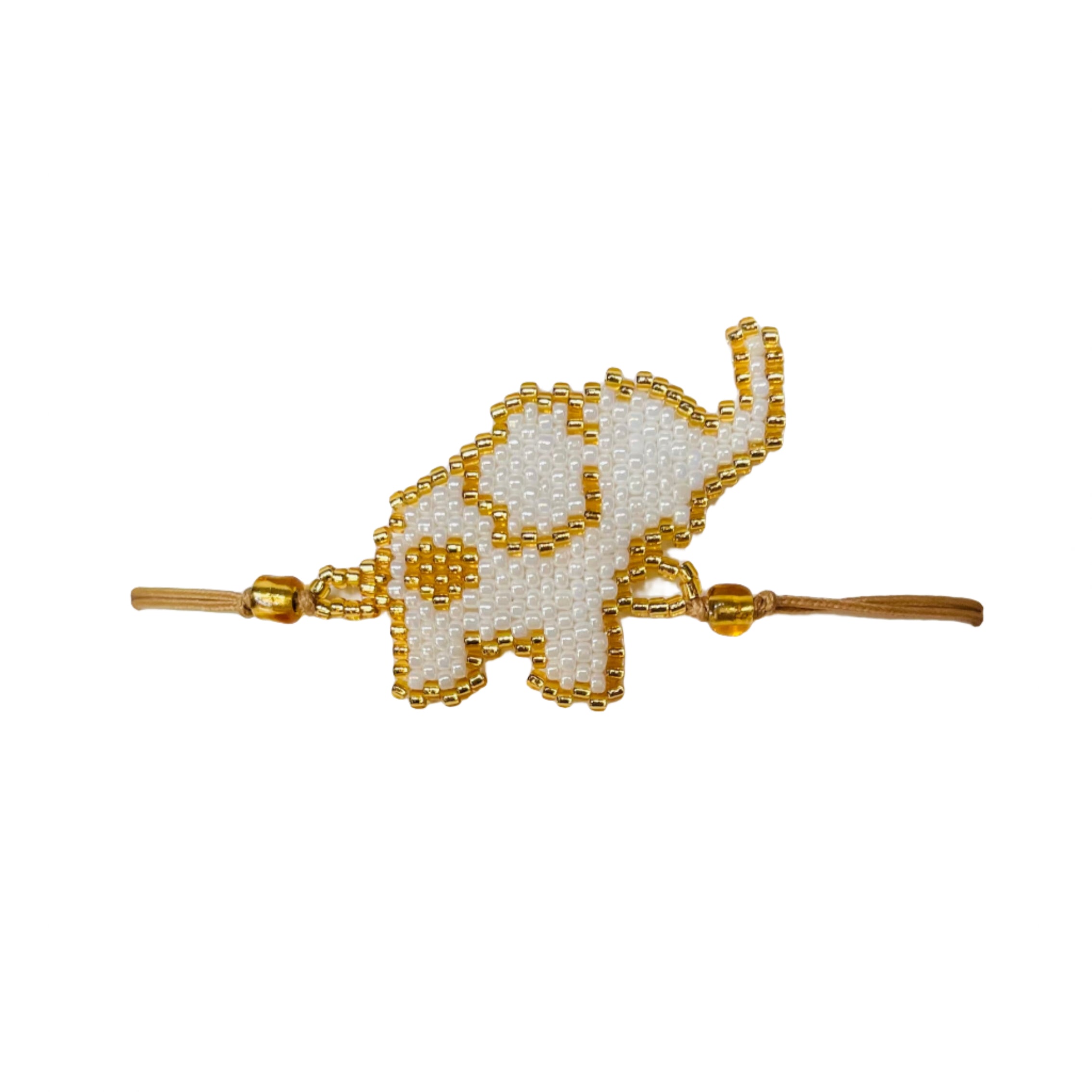 Large White and Gold Elephant Bracelet