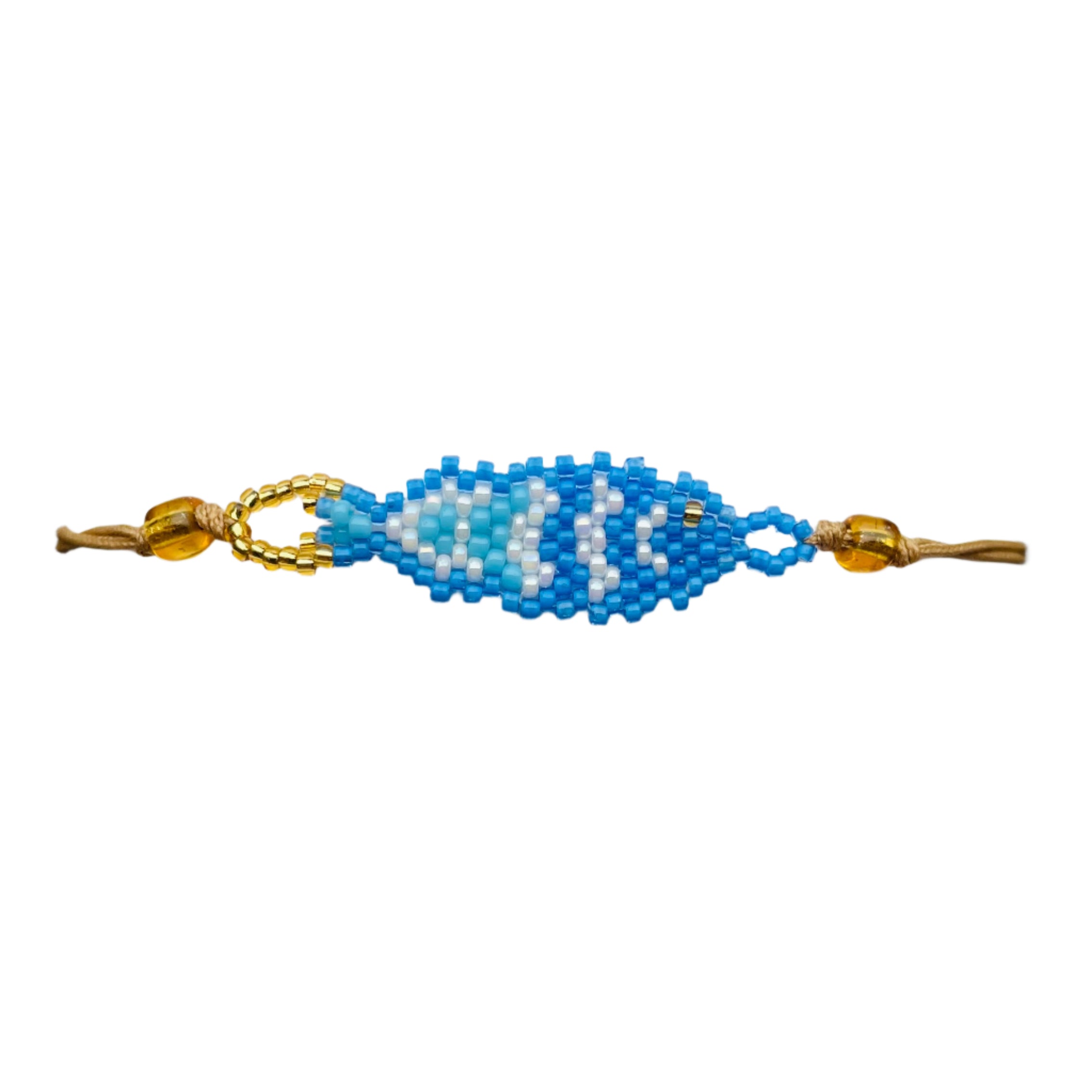 Blue, Turquoise and White Fish Bracelet