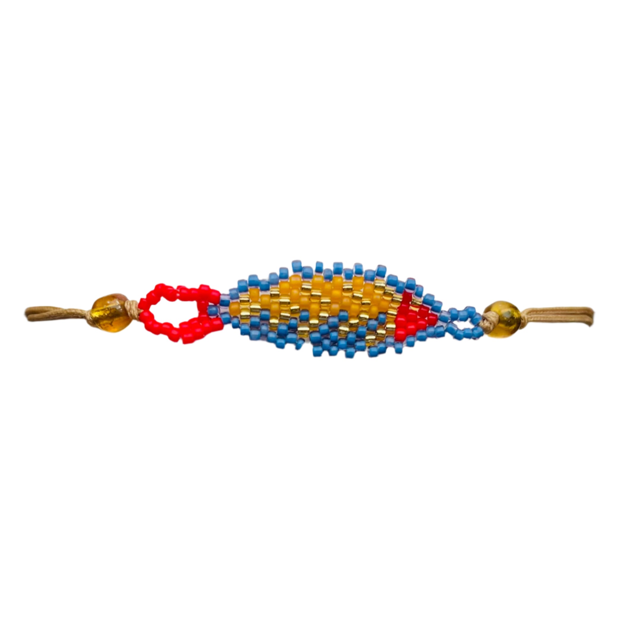 Gold, Red, and Blue Fish Bracelet