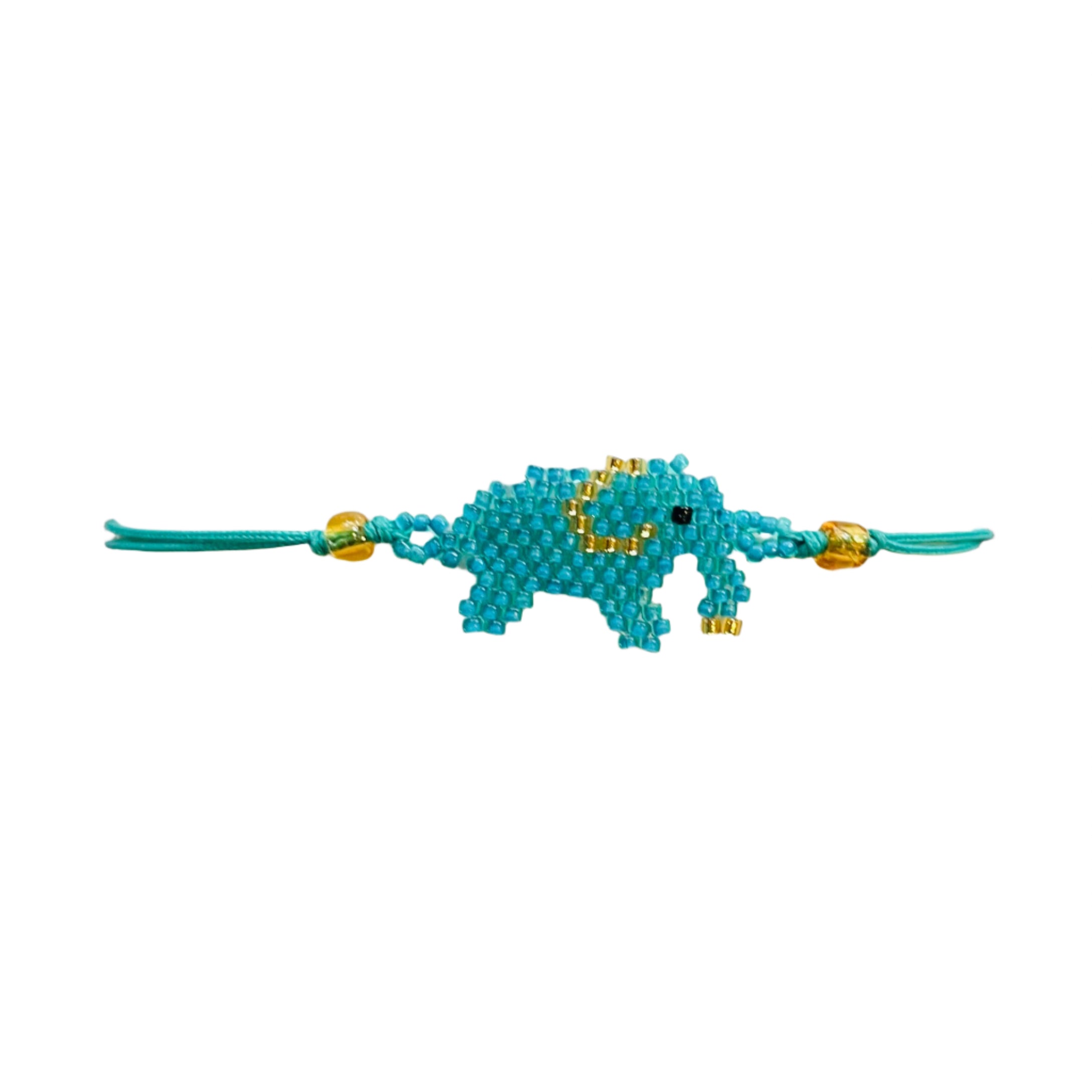 Teal with Gold Elephant Bracelet