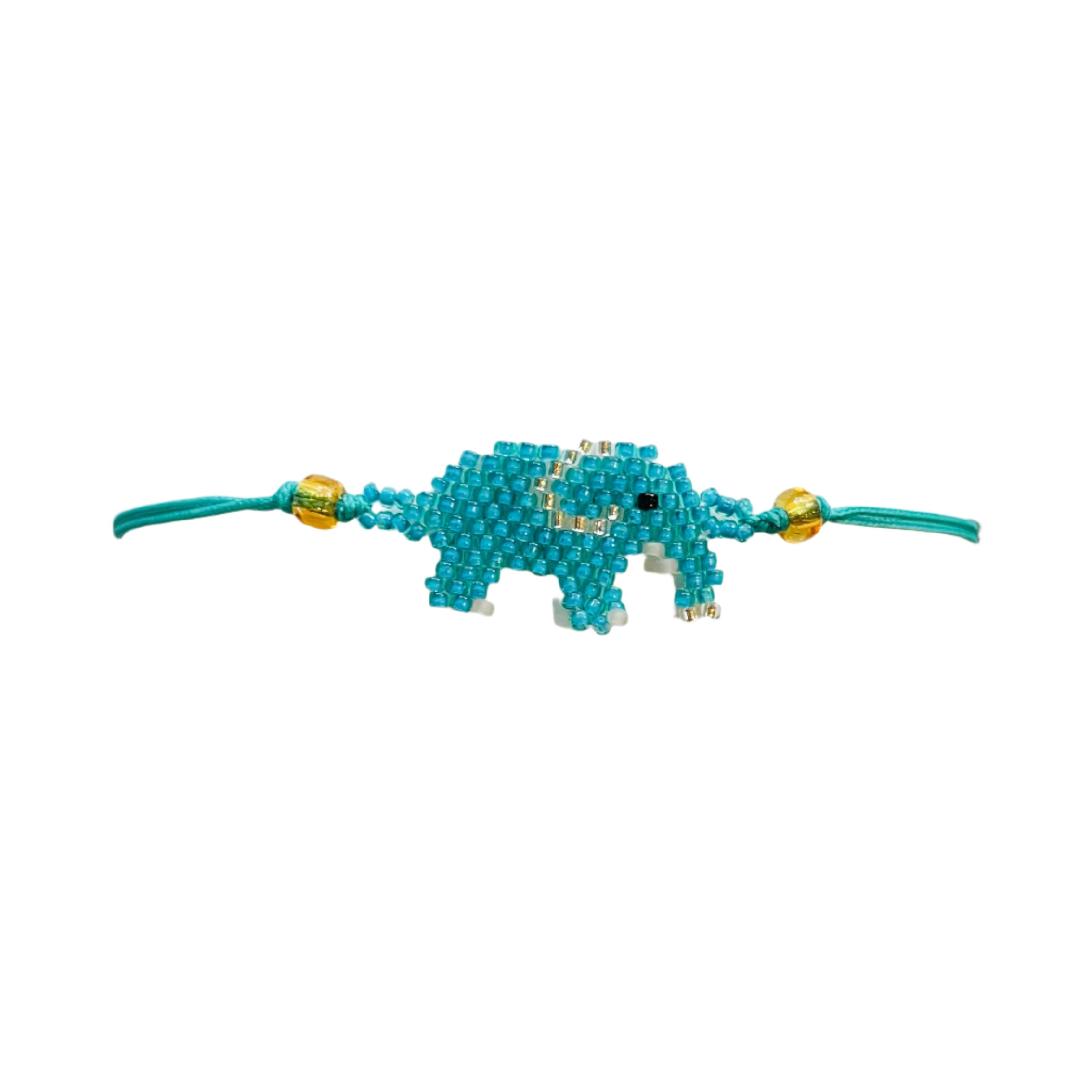 Teal with Silver Elephant Bracelet