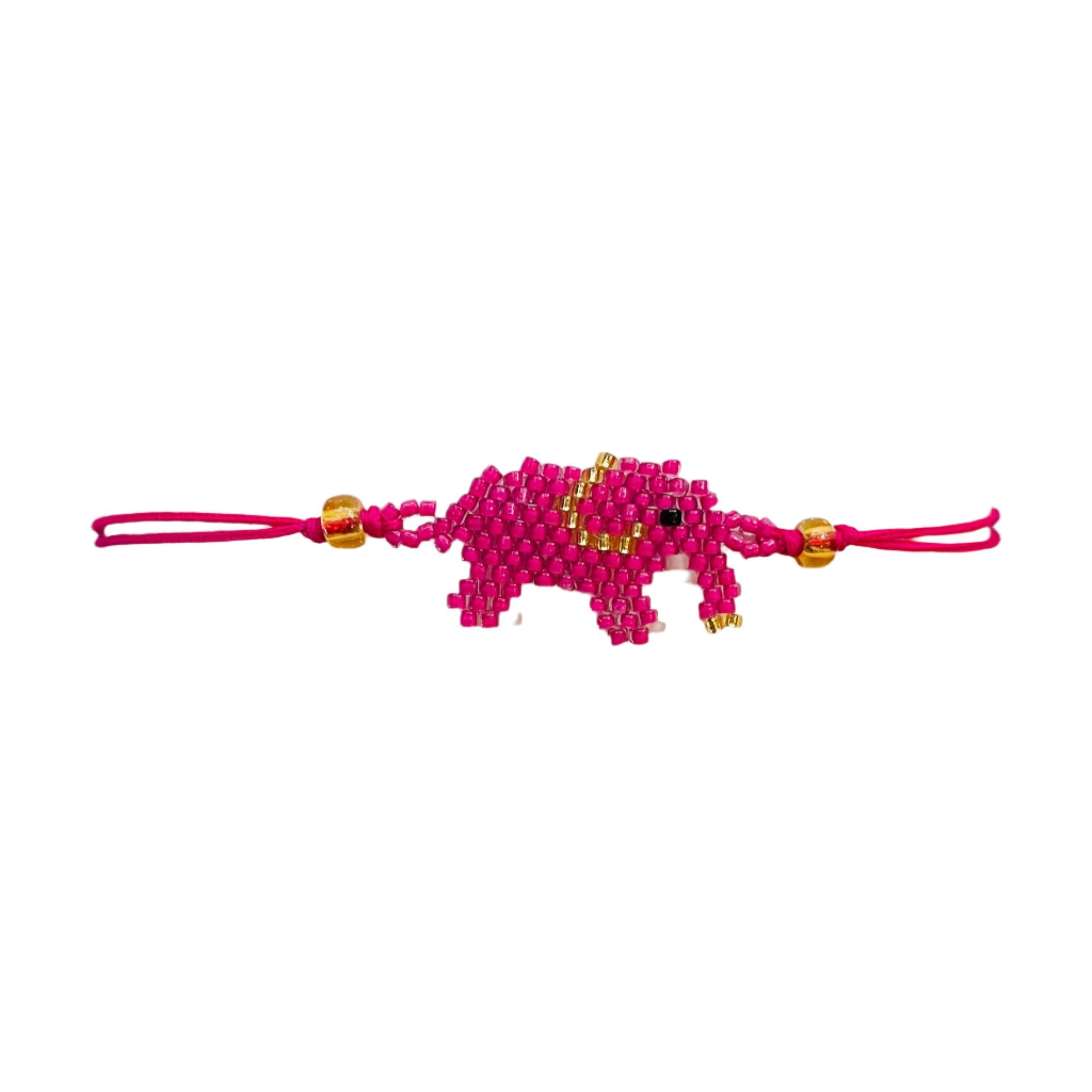 Cerise Pink with Gold Elephant Bracelet