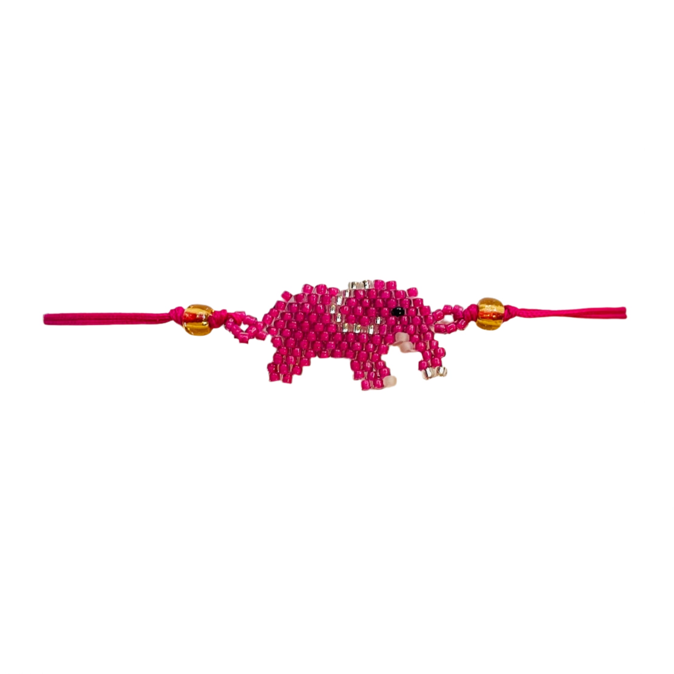 Cerise Pink with Silver Elephant Bracelet
