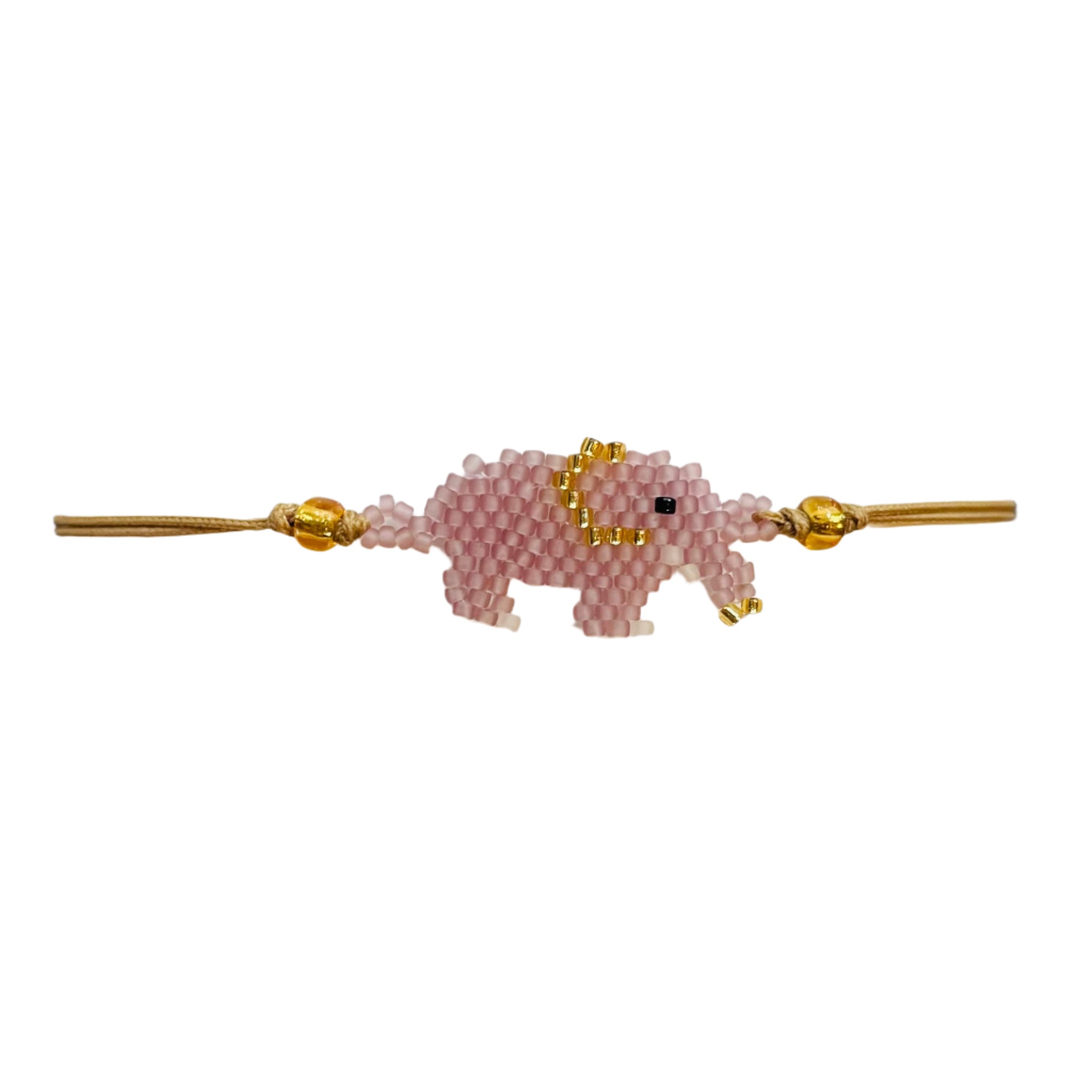 Muted Pink with Gold Elephant Bracelet