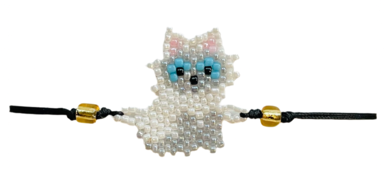 White Sitting Cat Bracelet