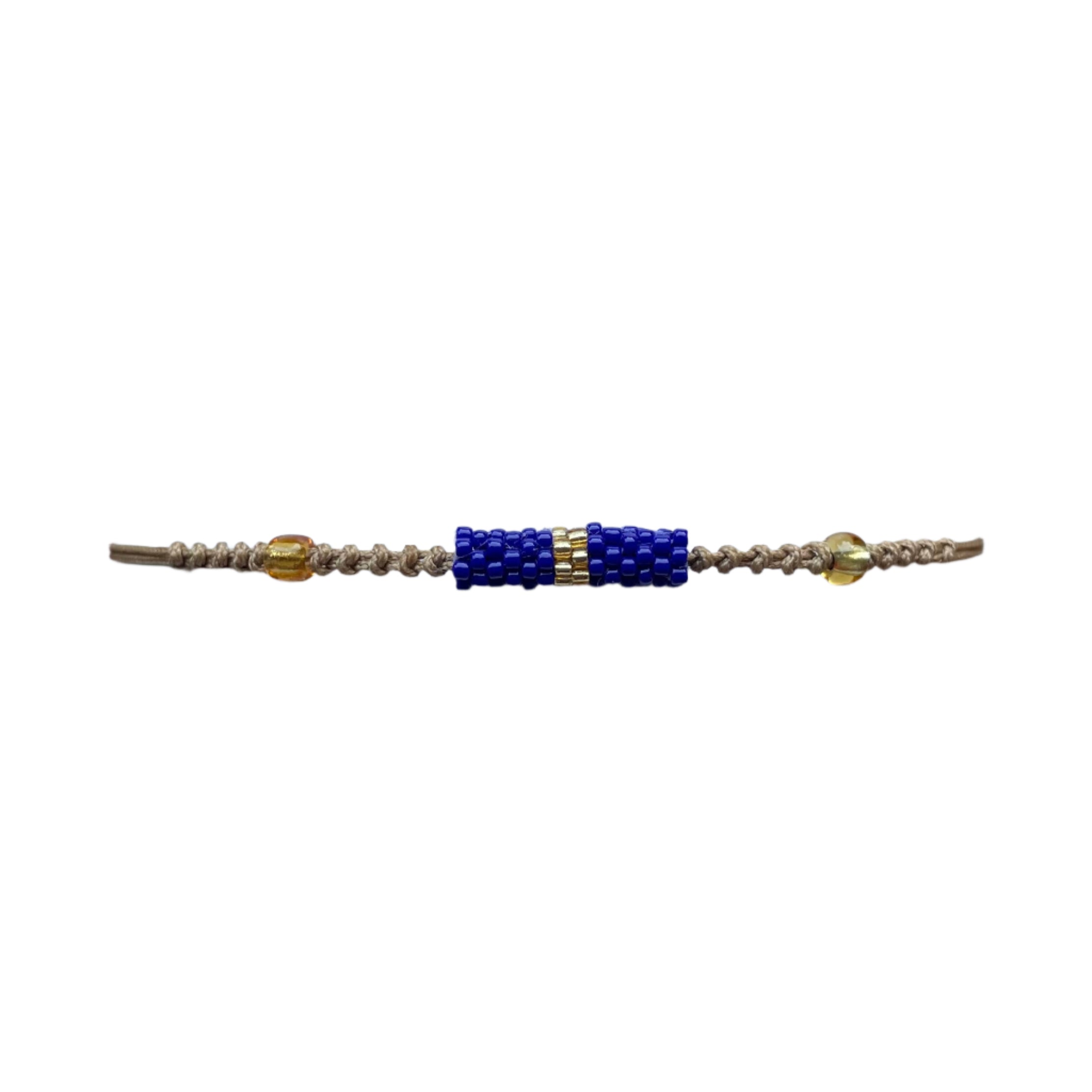 Navy with Gold Stripe Tube Bracelet