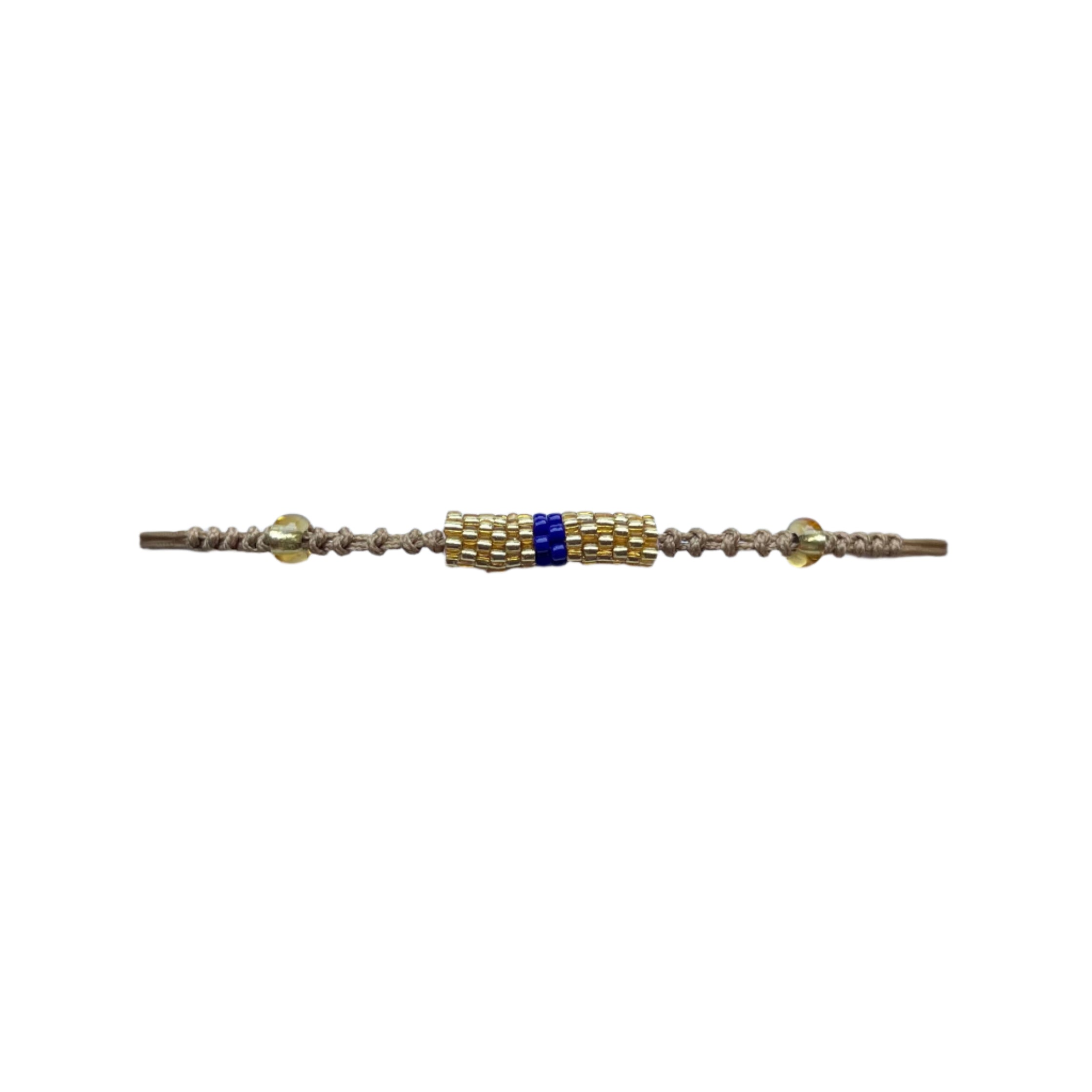 Gold with Navy Stripe Tube Bracelet