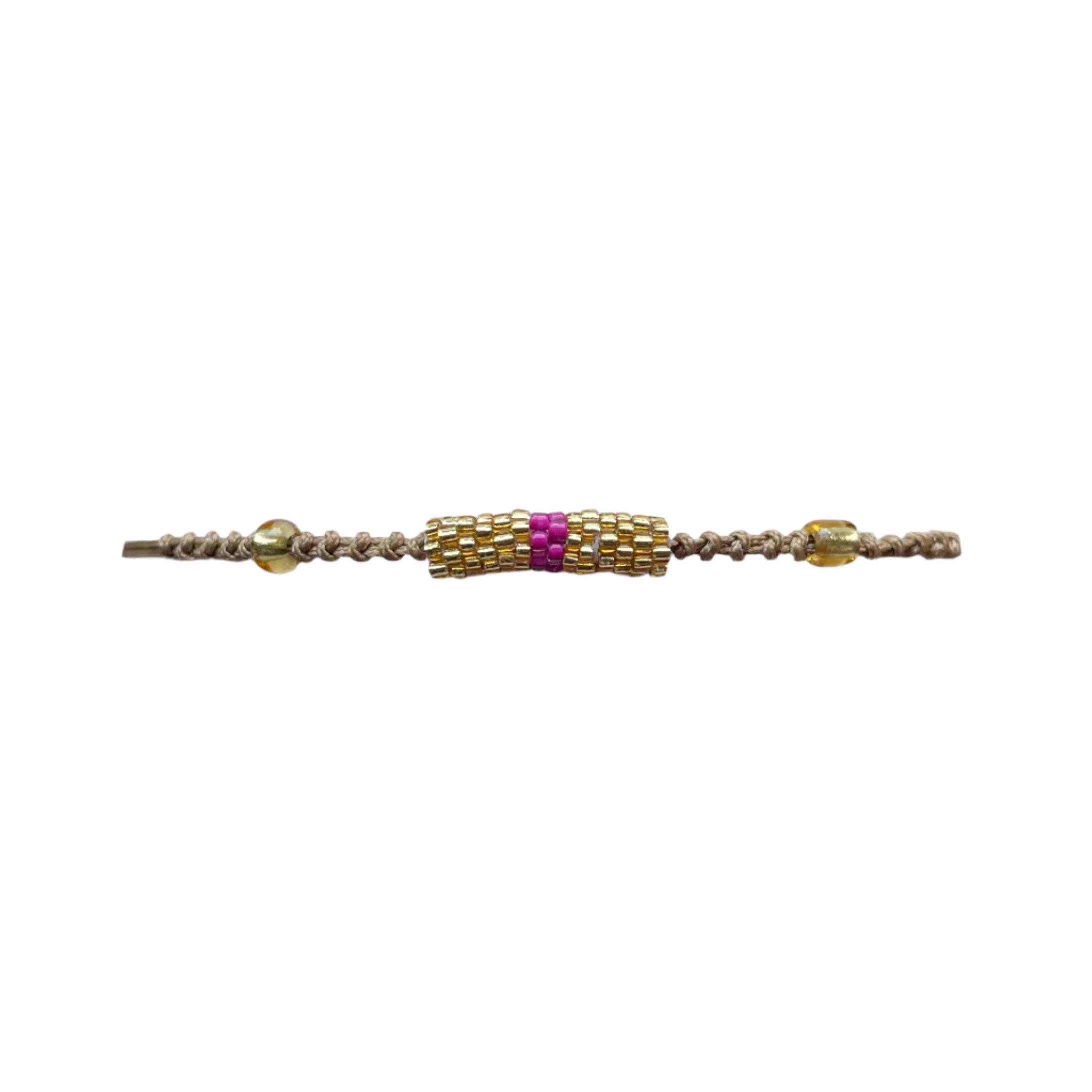 Gold with Cerise Pink Stripe Tube Bracelet