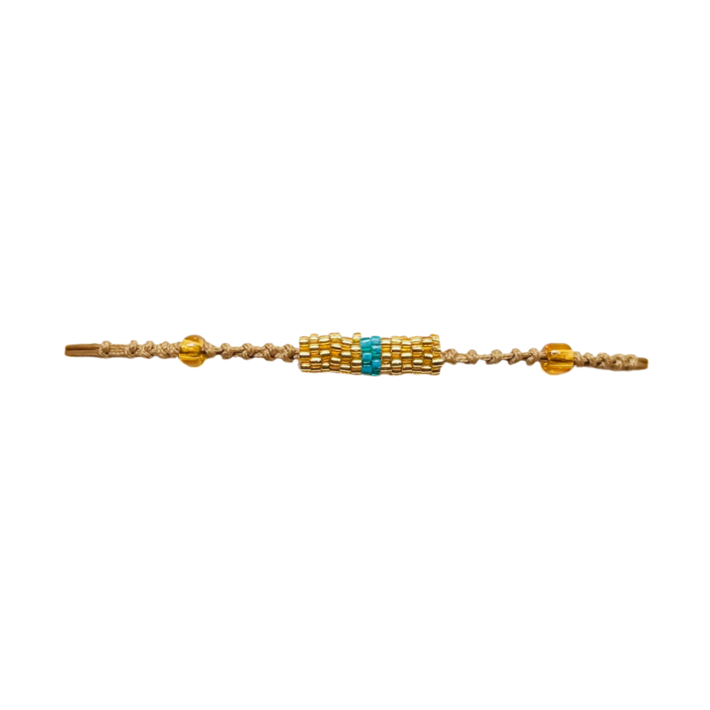 Gold with Teal Stripe Tube Bracelet