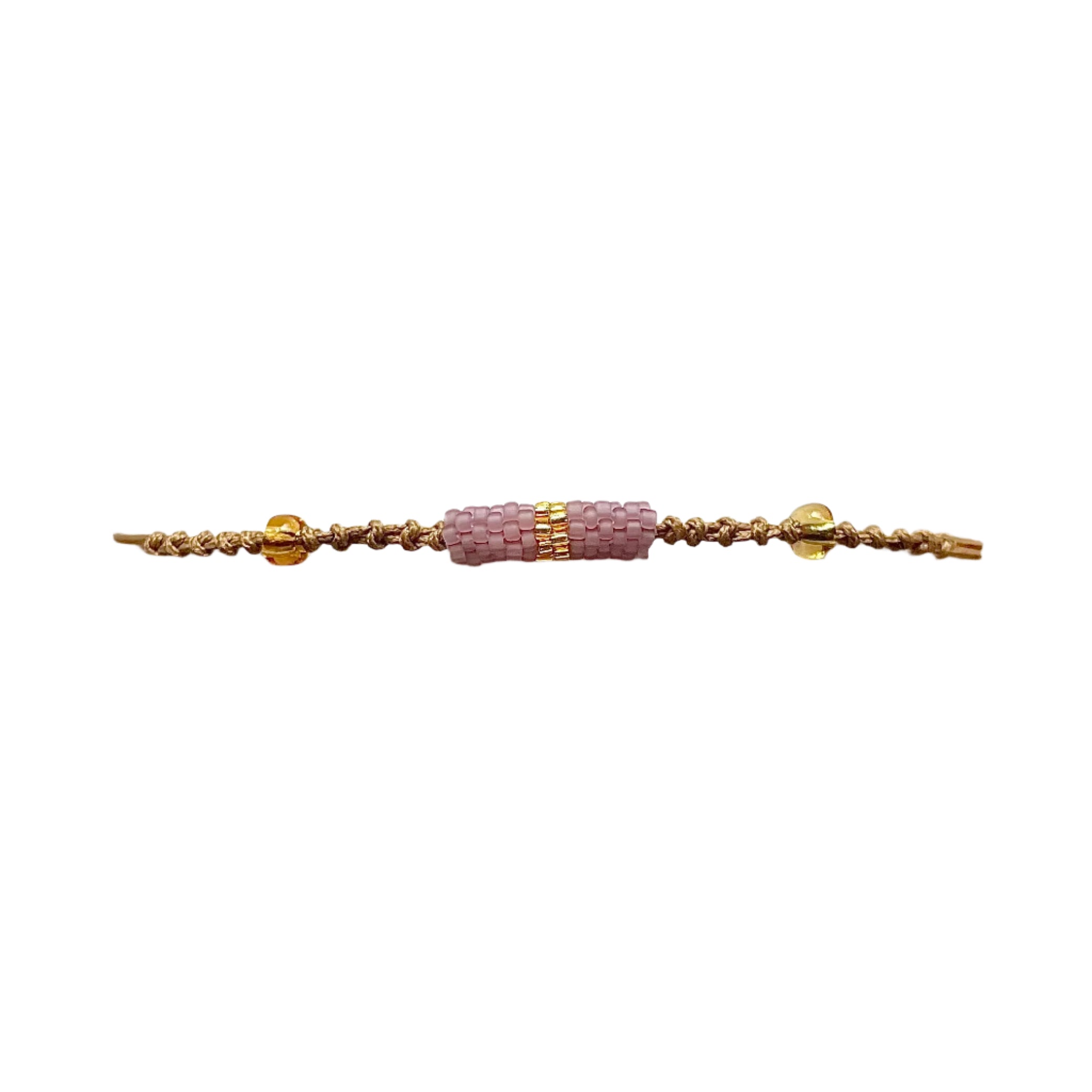 Muted Pink with Gold Stripe Tube Bracelet