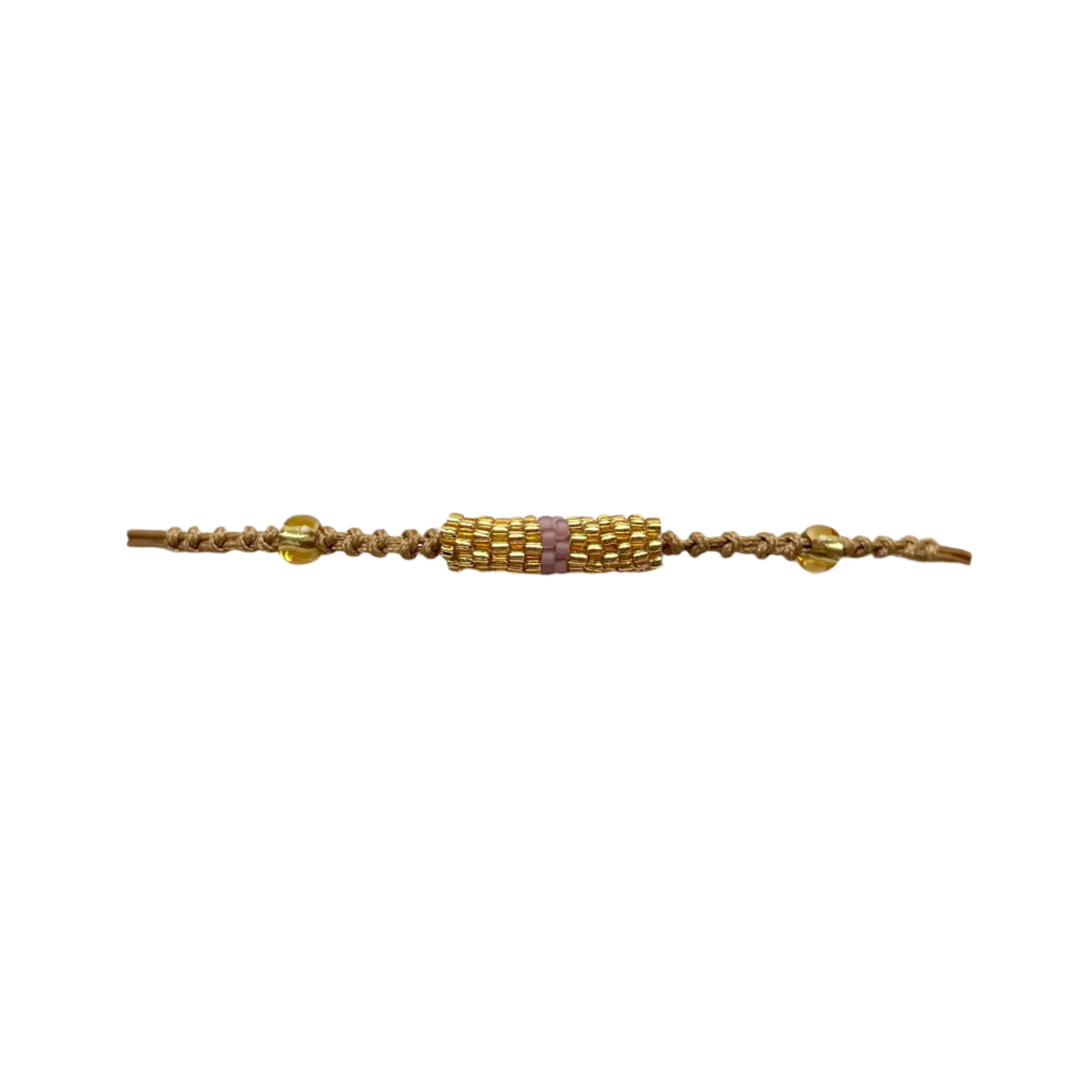 Gold with Muted Pink Stripe Tube Bracelet