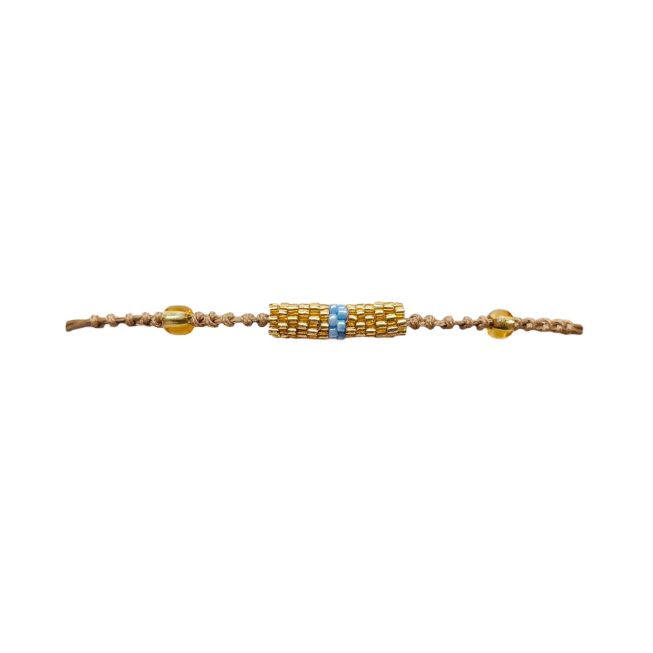 Gold with Light Blue Stripe Tube Bracelet