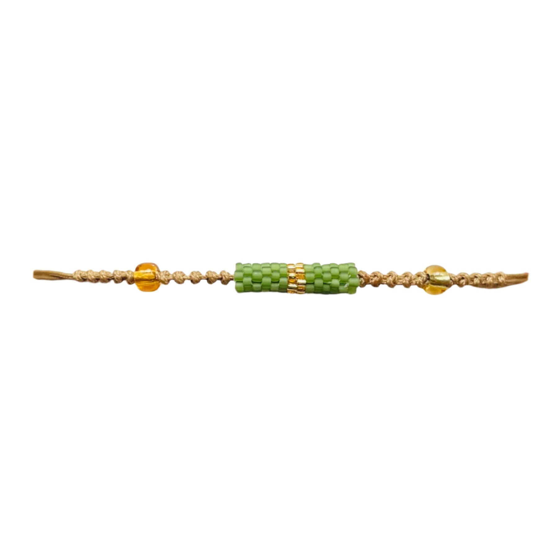 Green with Gold Stripe Tube Bracelet
