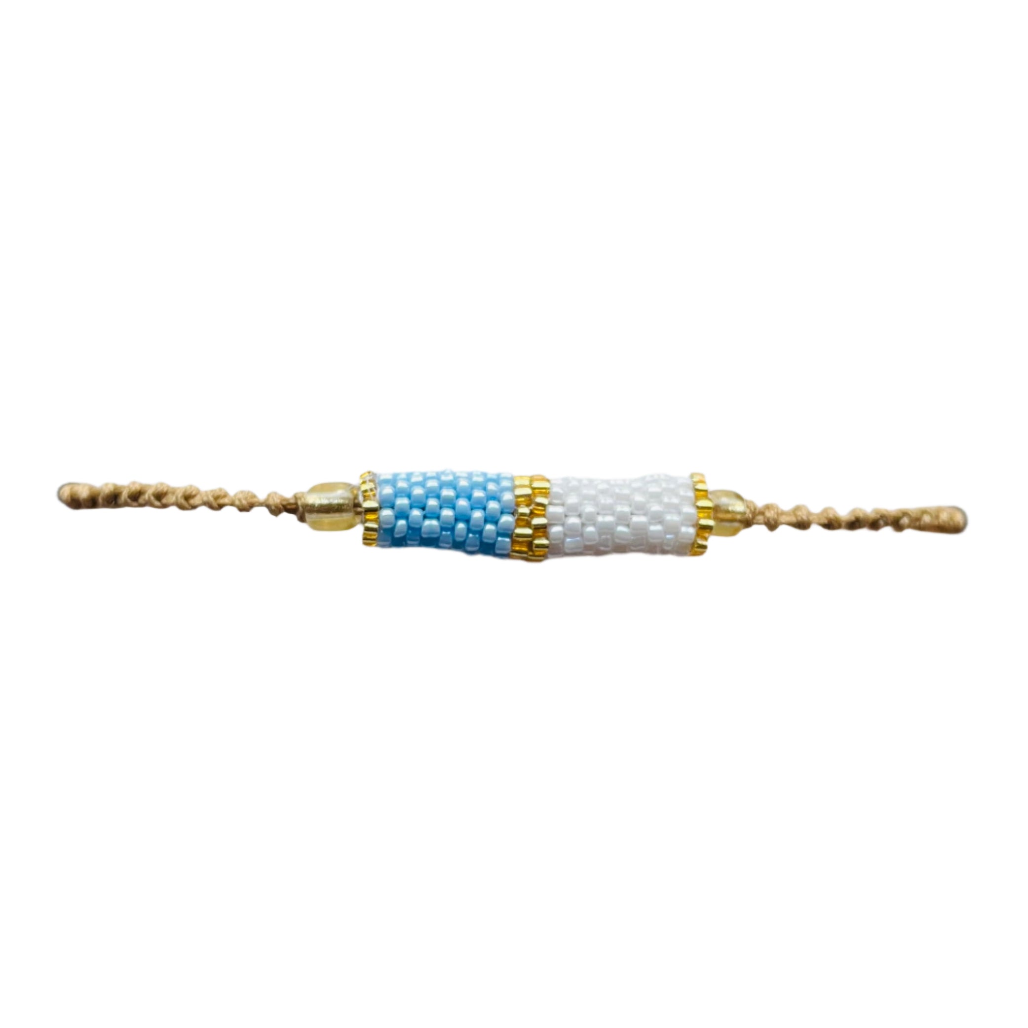 Two Tone Blue and White Tube Bracelet