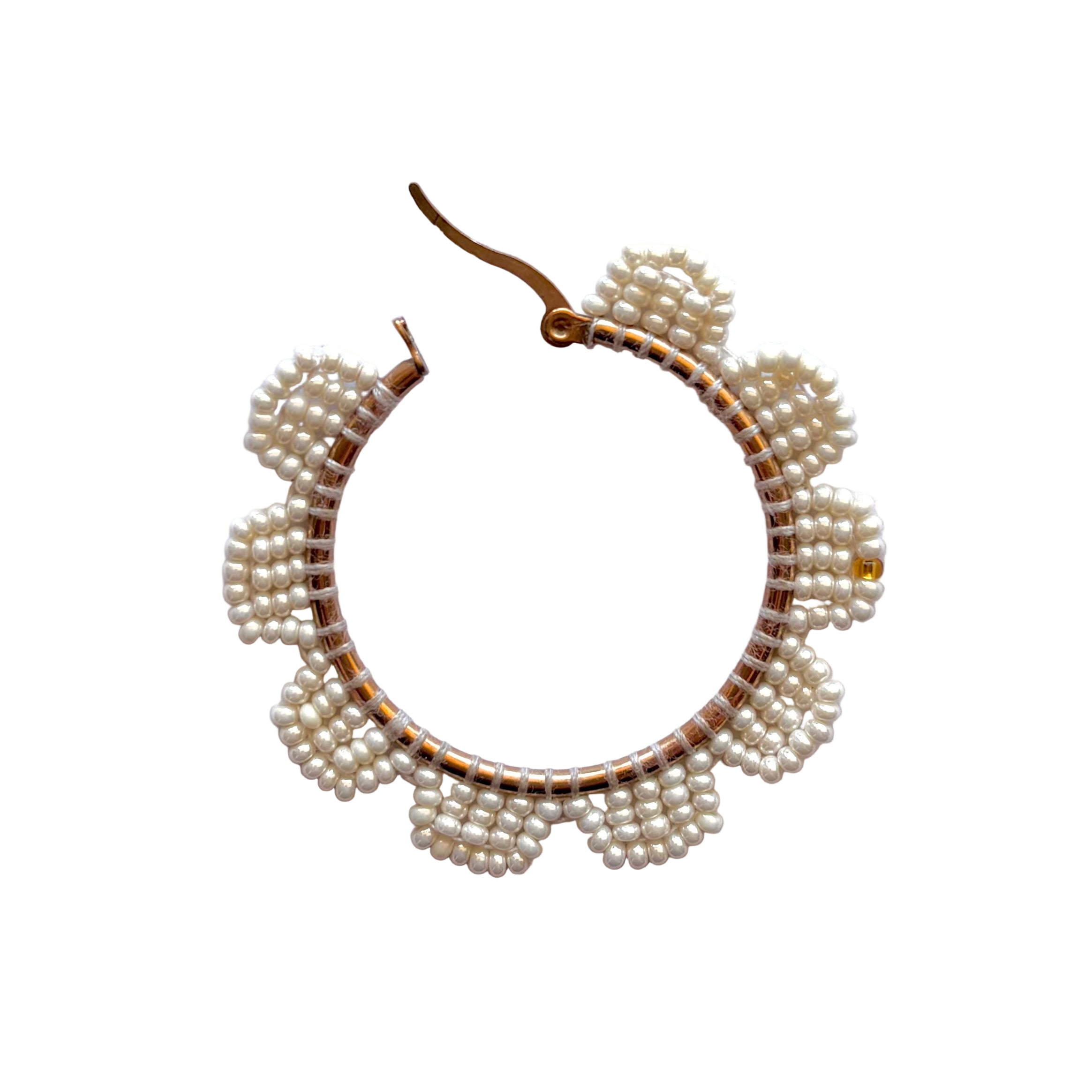 Cream Daisy Hoop Earrings (LANE11491)