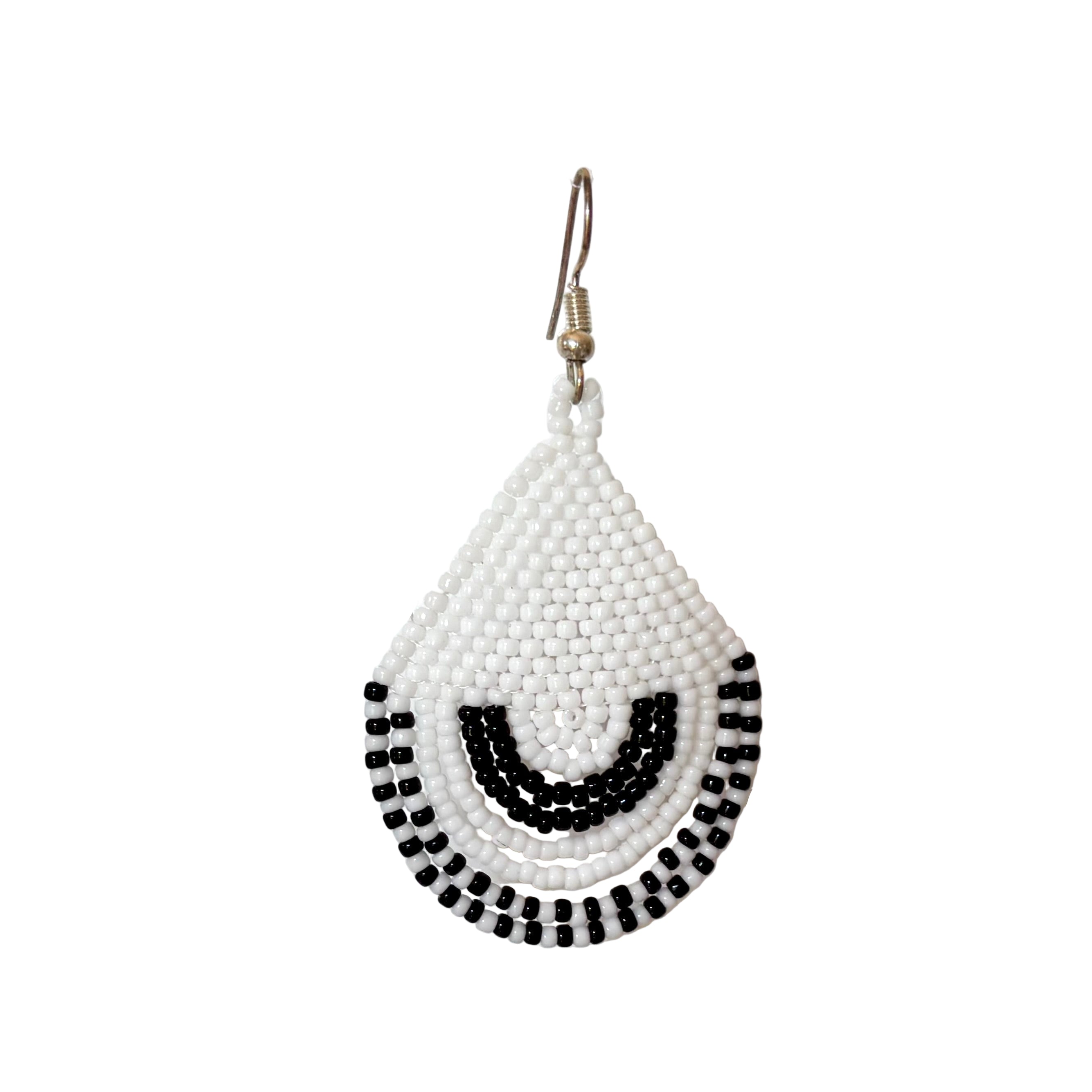 White Tribal Half-Circle Waterfall Earrings [Large] (LANE11545)
