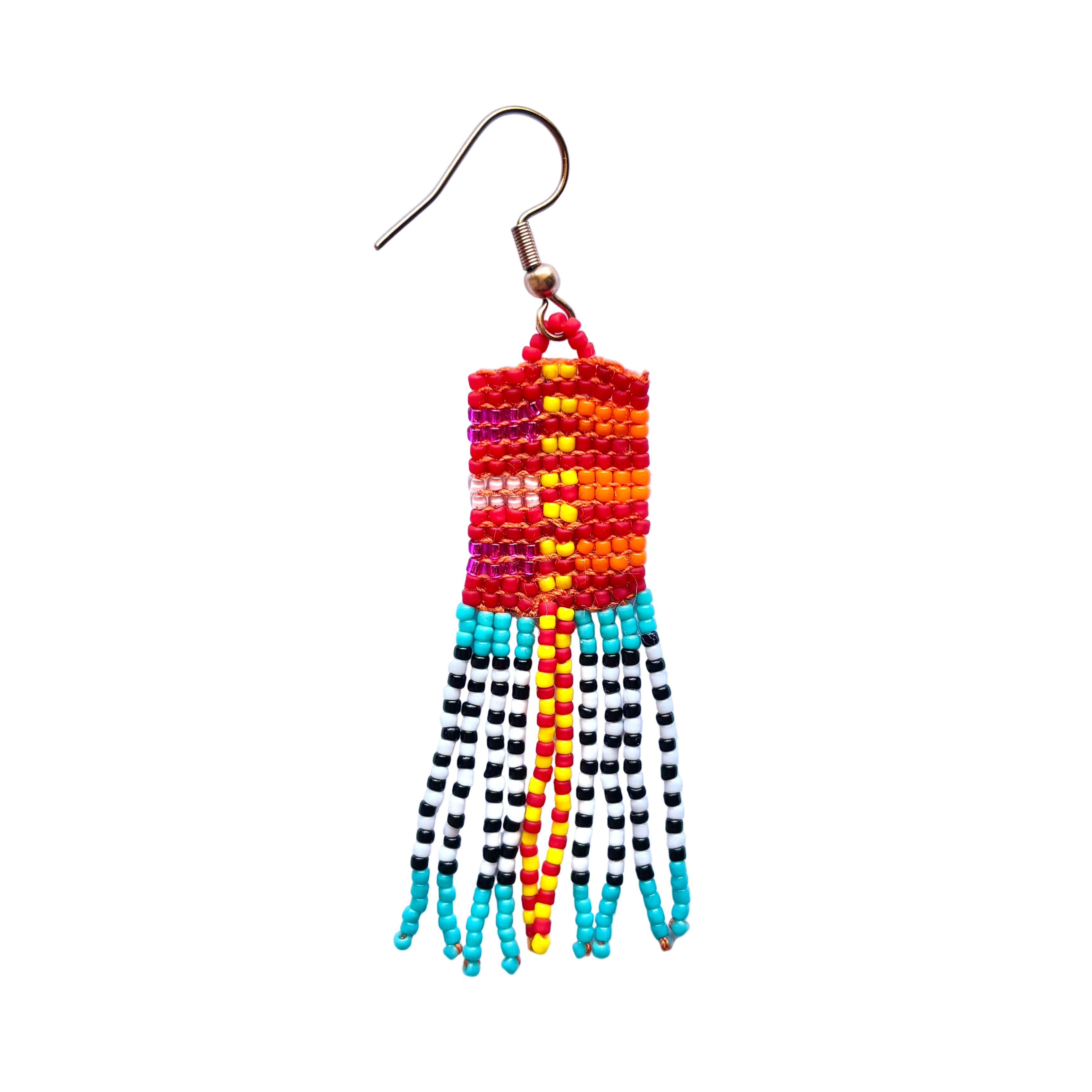 Two Tone Blocks and Stripes Earrings (LANE11834)