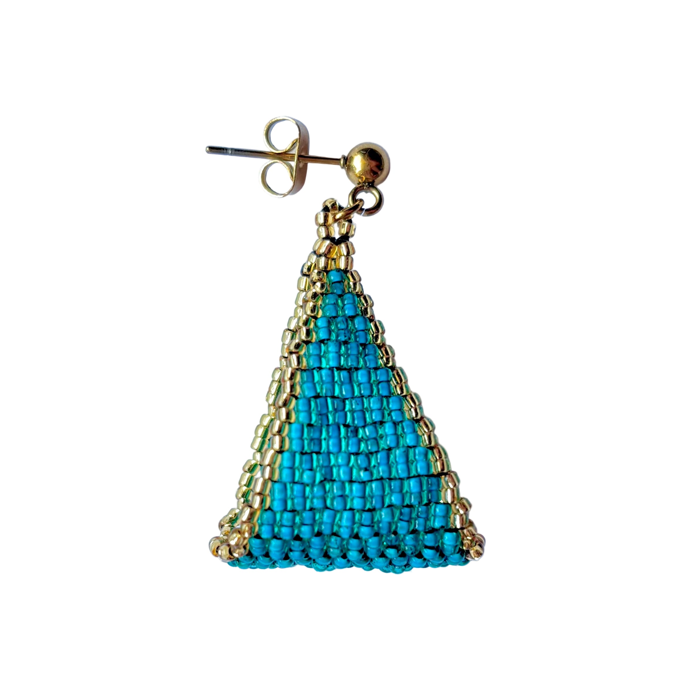 Teal with Gold Trim Triangle Loop Earrings (LANE11839)