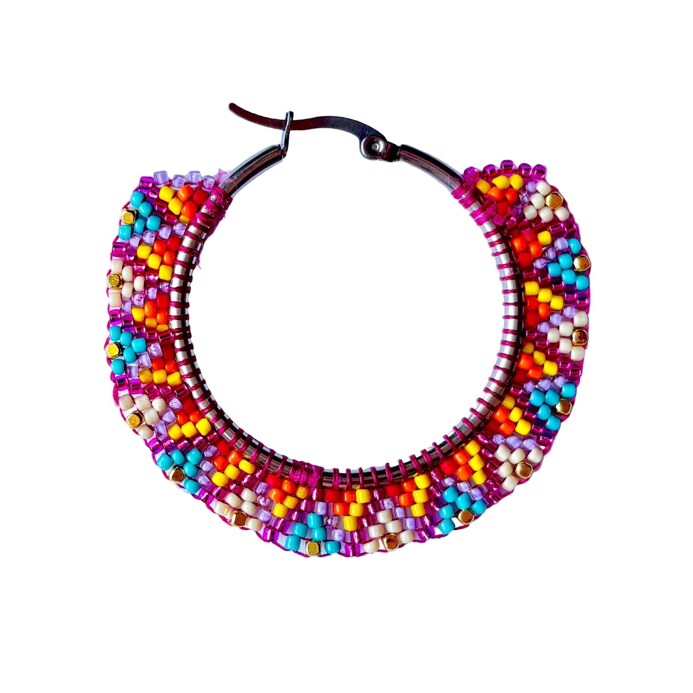 Rejoicing Colourful Triangles Hoop Earrings (LANE11840)