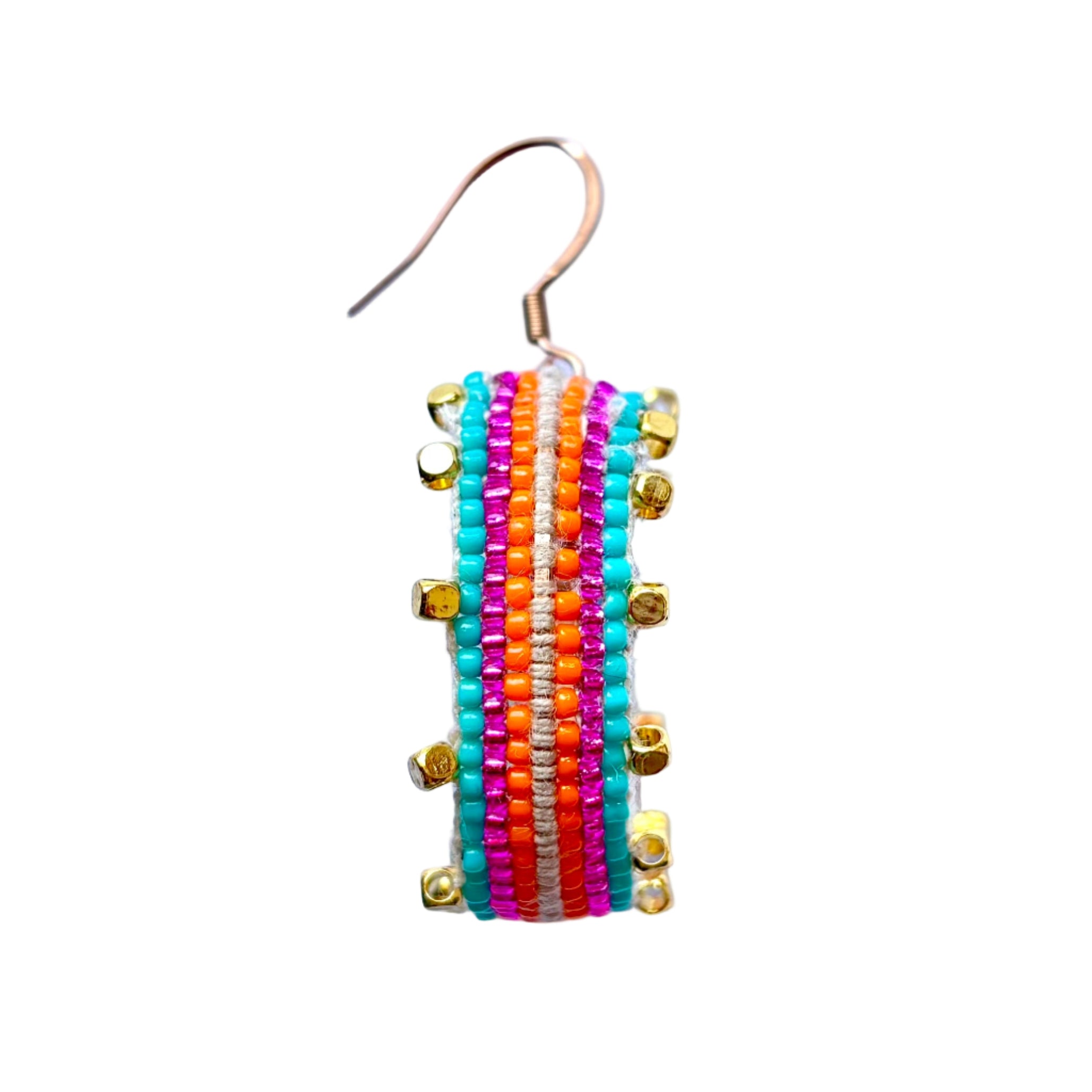 Multicolour Stripes with Gold Dots Hoop Earrings (LANE11841)