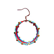 Multicolour Stripes with Gold Dots Hoop Earrings (LANE11841)